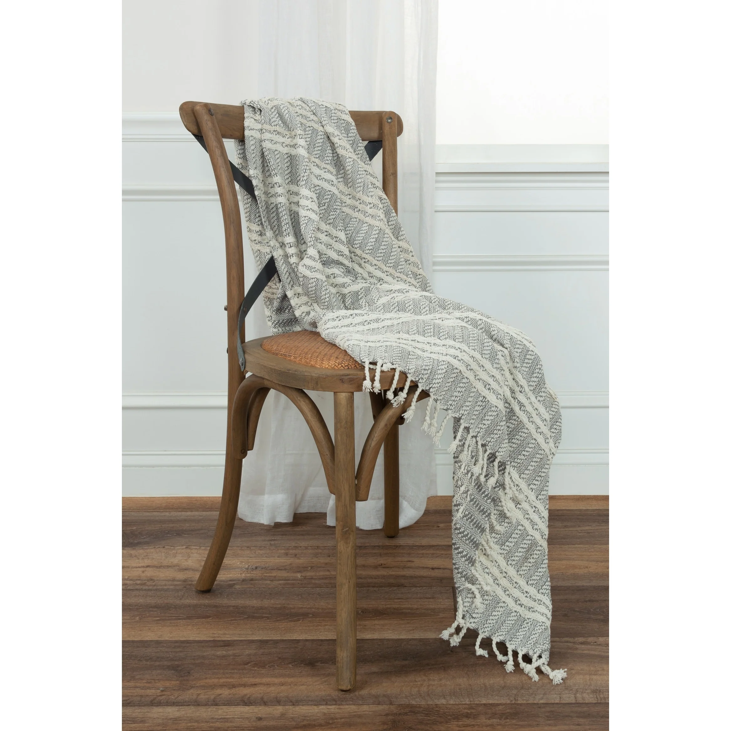 Rizzy Home Hand-made Modern Striped Throw Blanket