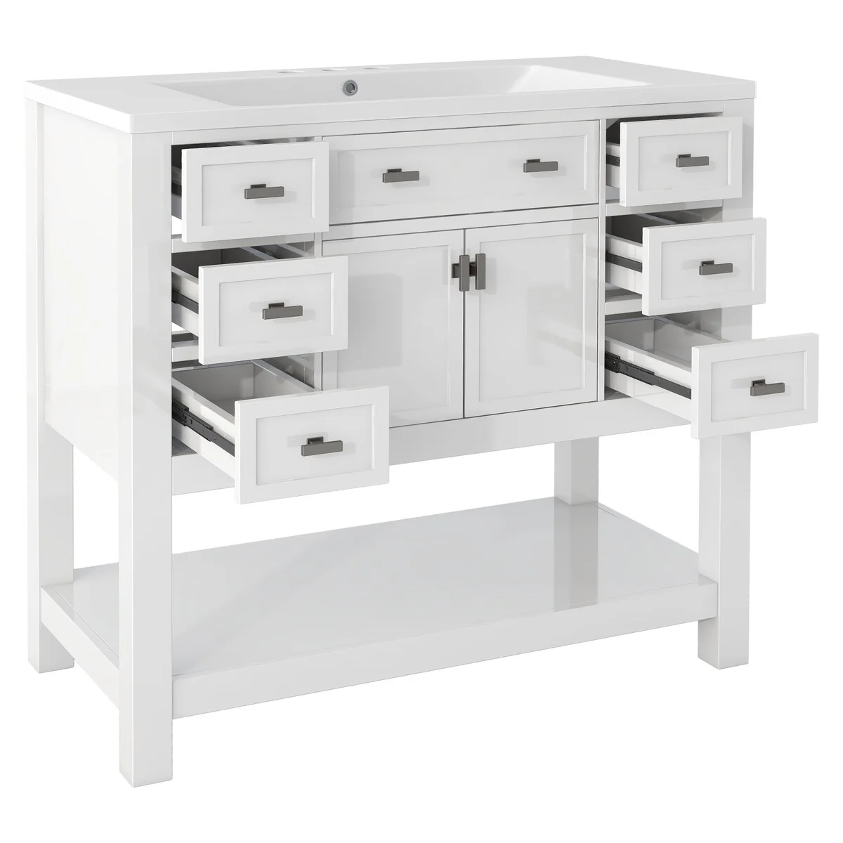 36'' Bathroom Vanity Modern Bathroom Storage Cabinet with 6 Drawers
