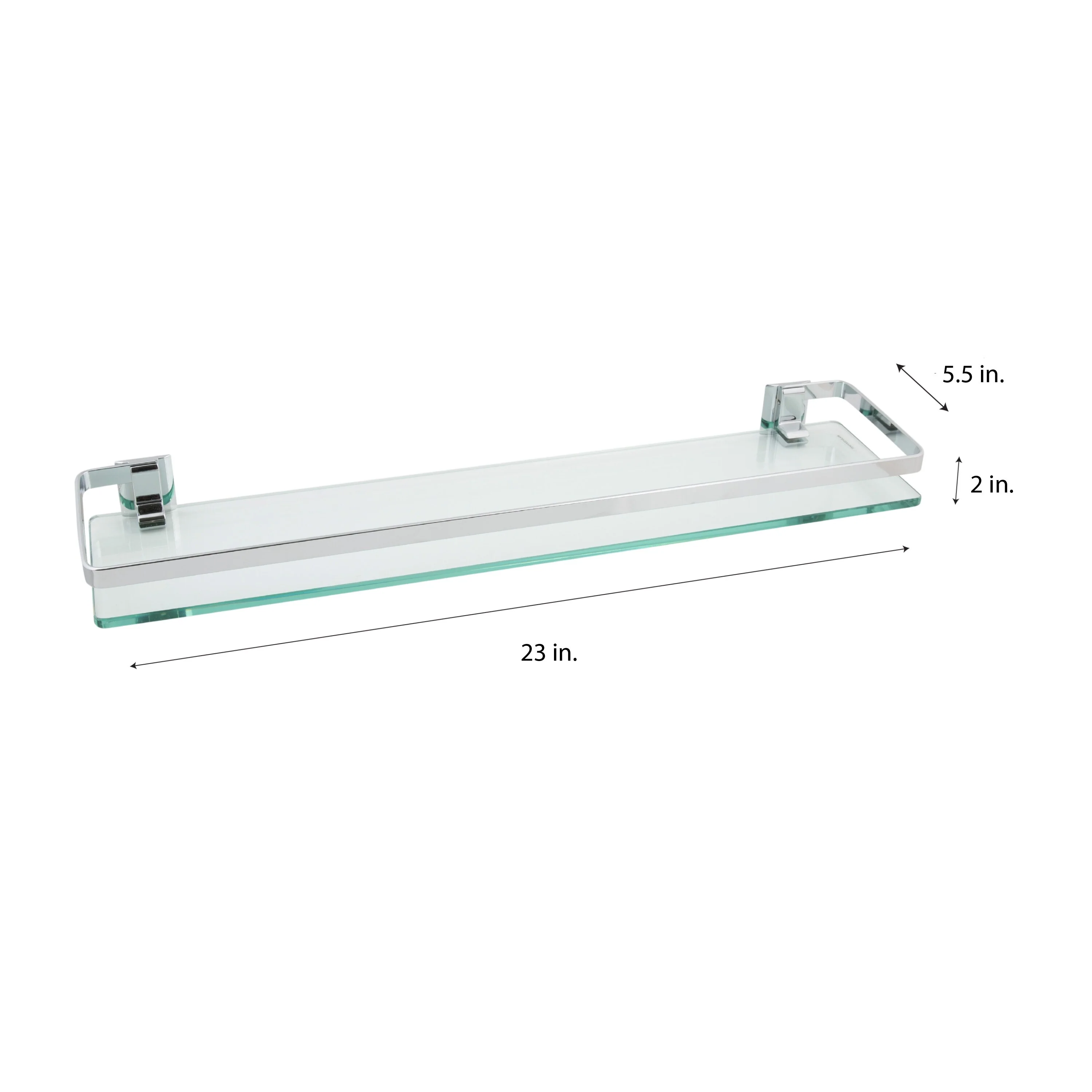 Organize It All Wall Mounted Glass Shelf with Chrome Rail - 23.5x5.5x2