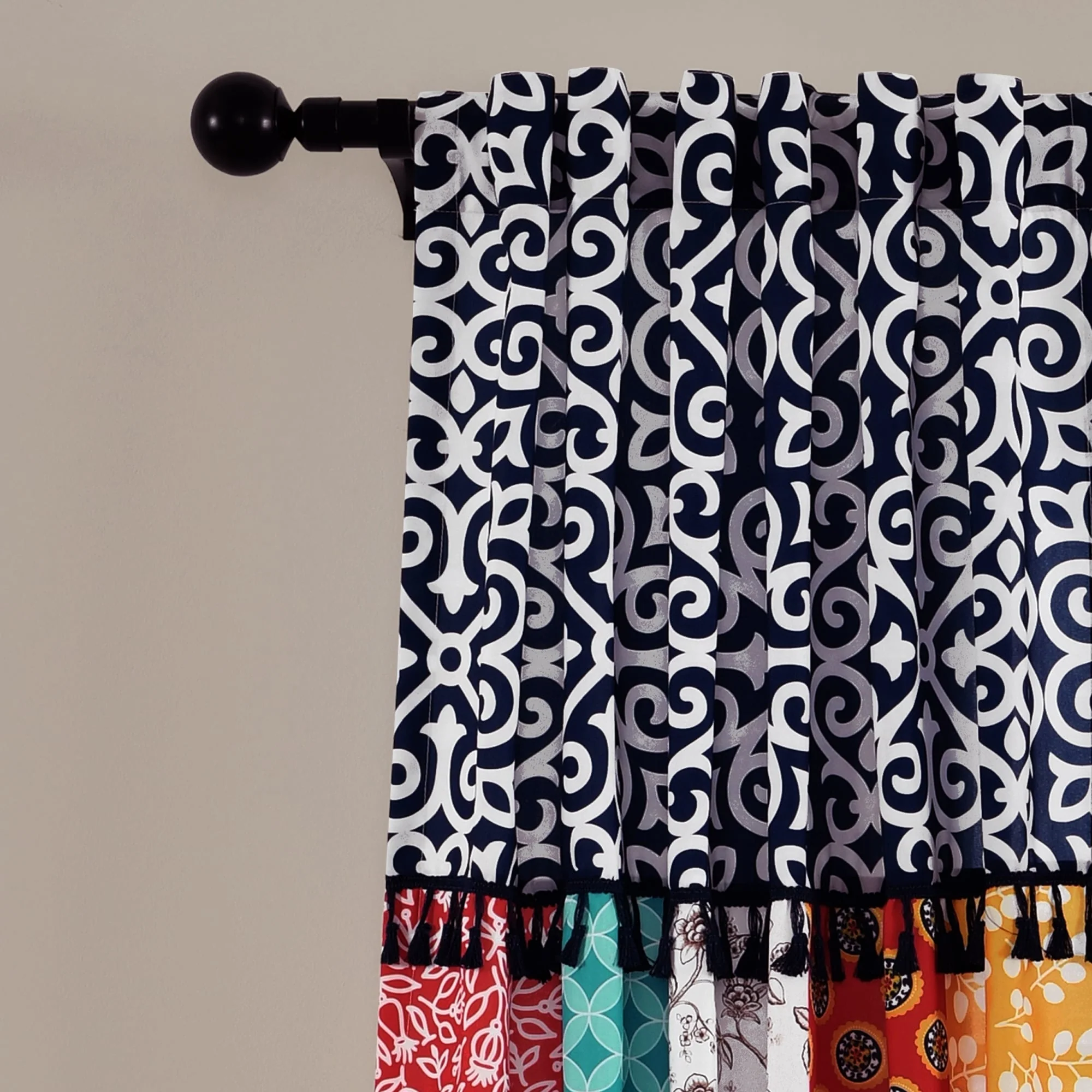 Lush Decor Boho Patch Window Curtain Panel Pair