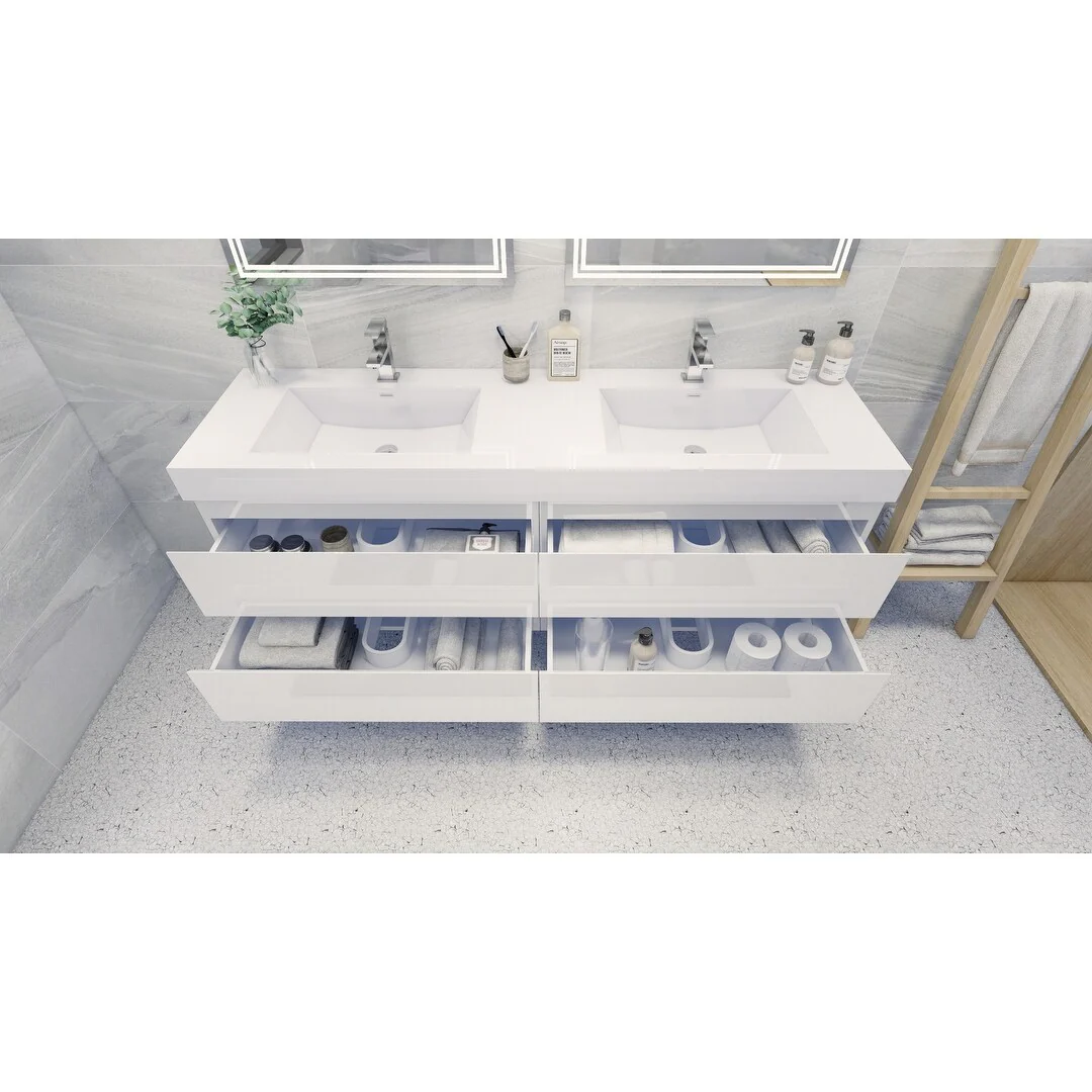 Baillie 72'' Wall-Mounted Vanity with Double Reinforced Acrylic Sink