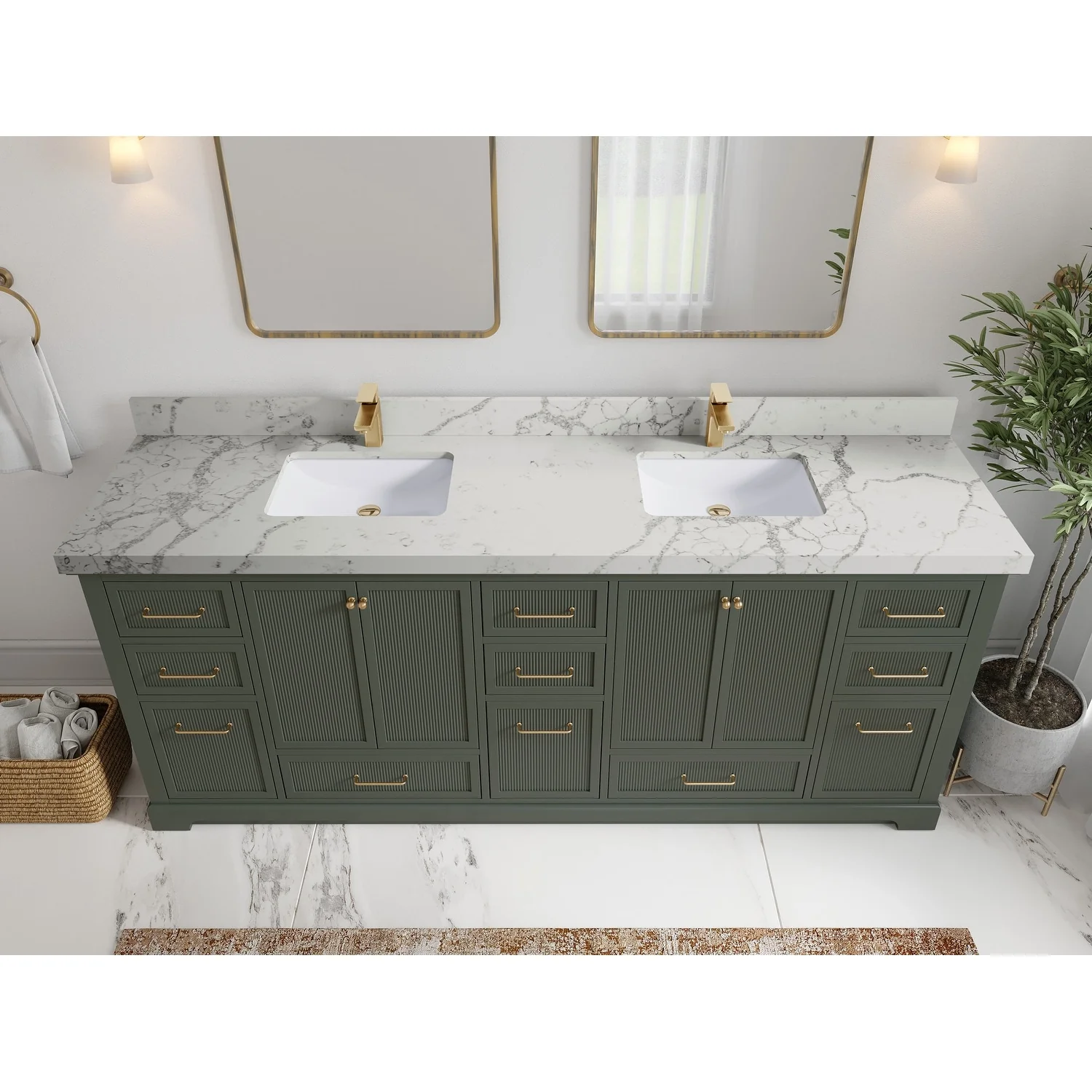Willow Collections 84 in. W x 22 in. D Alys Double Bowl Sink Bathroom Vanity with Countertop