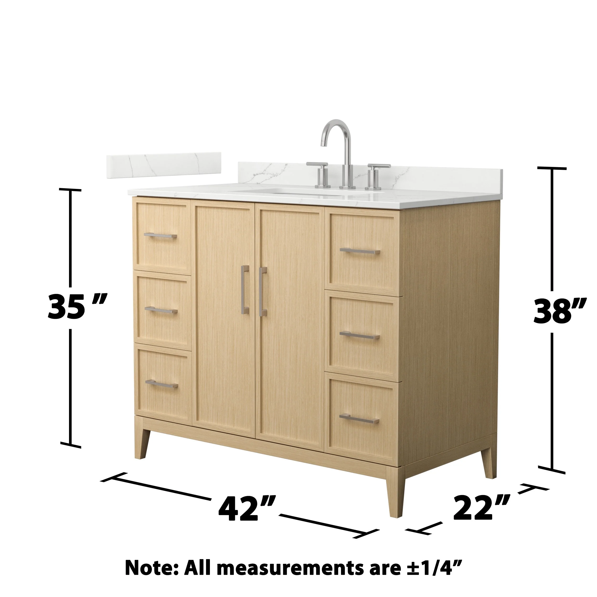 Elan 42-inch Single Vanity, 3 Hole Quartz Top