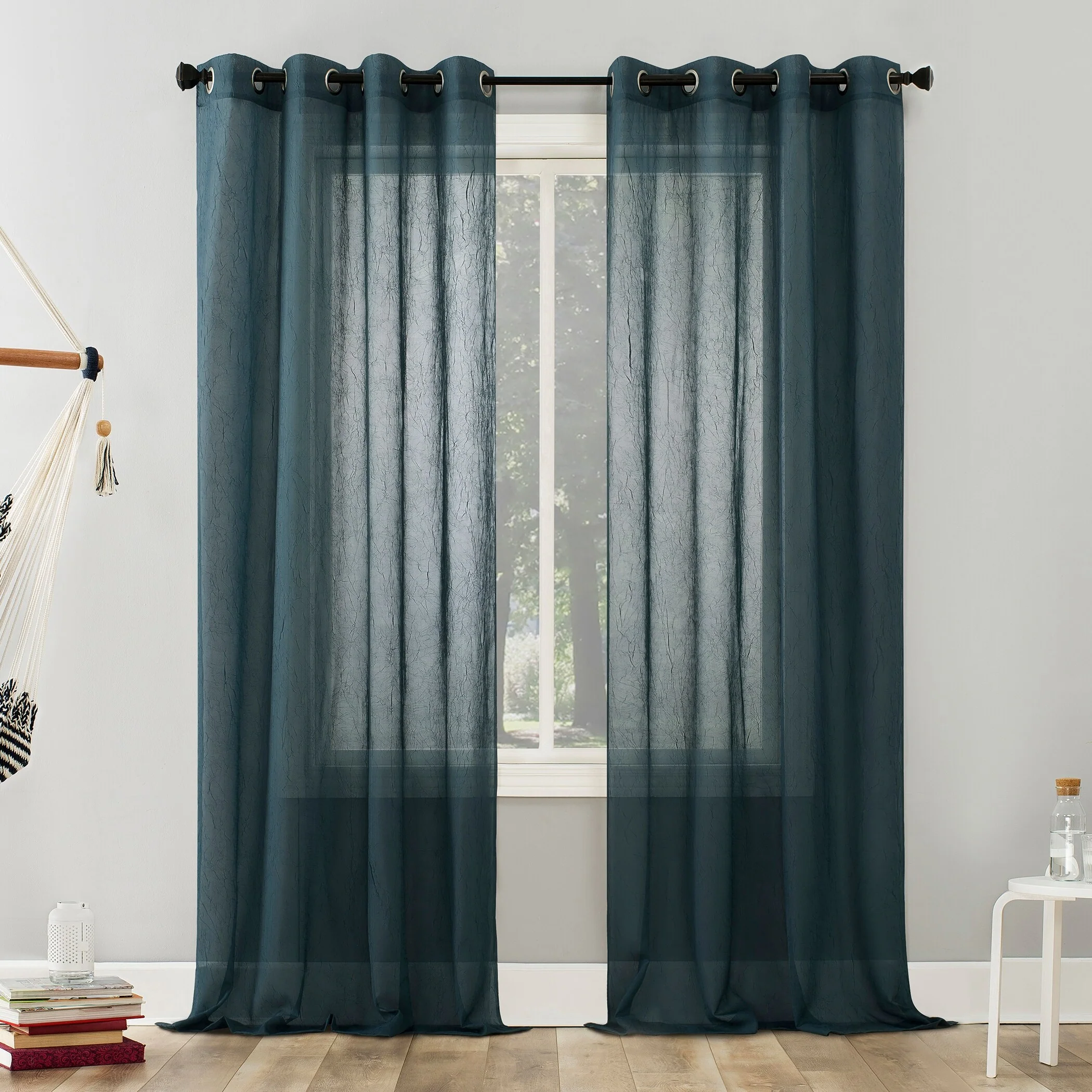 No. 918 Erica Crushed Voile Sheer Grommet Curtain Panel, Single Panel