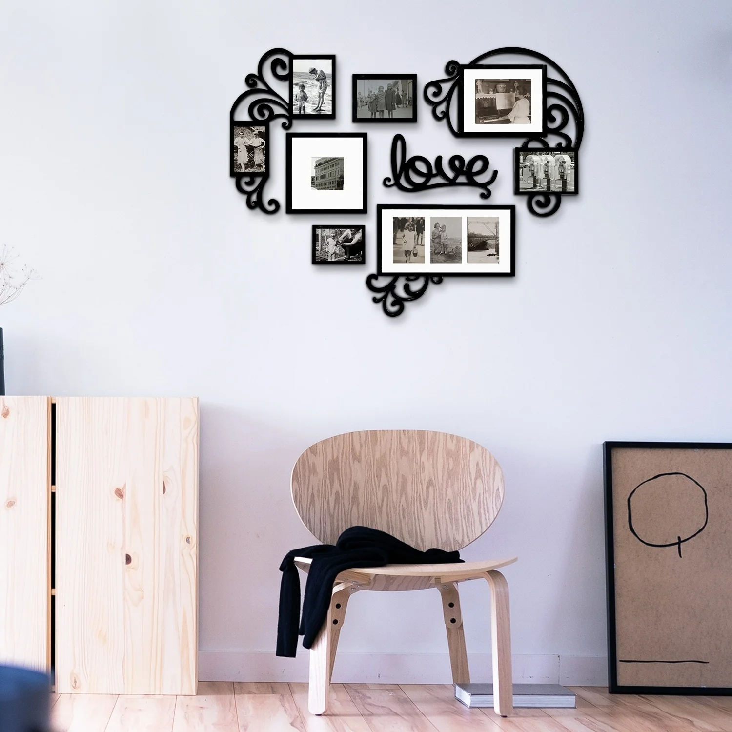 Mid-Century Retro Love Shape Wall Hanging Picture Frame Family Photo Frame Holiday Gifts