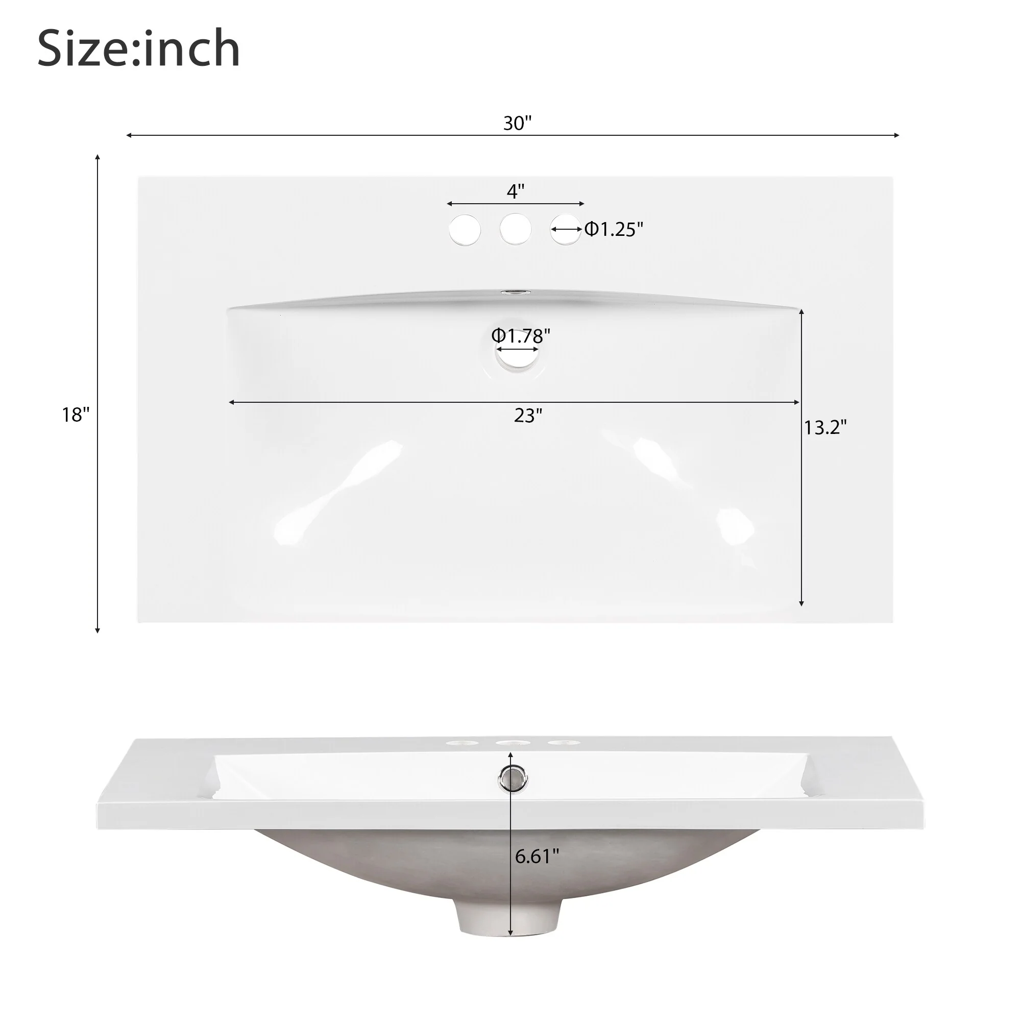 30'' Bathroom Vanity with Storage Cabinet and 3 Drawers