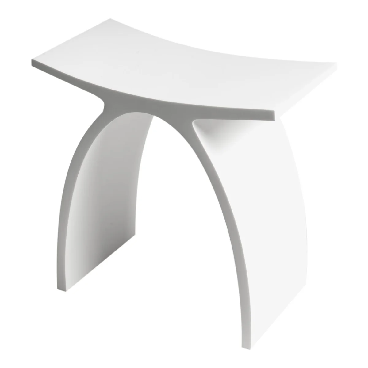 Arched White Matte Solid Surface Resin Bathroom / Shower Stool