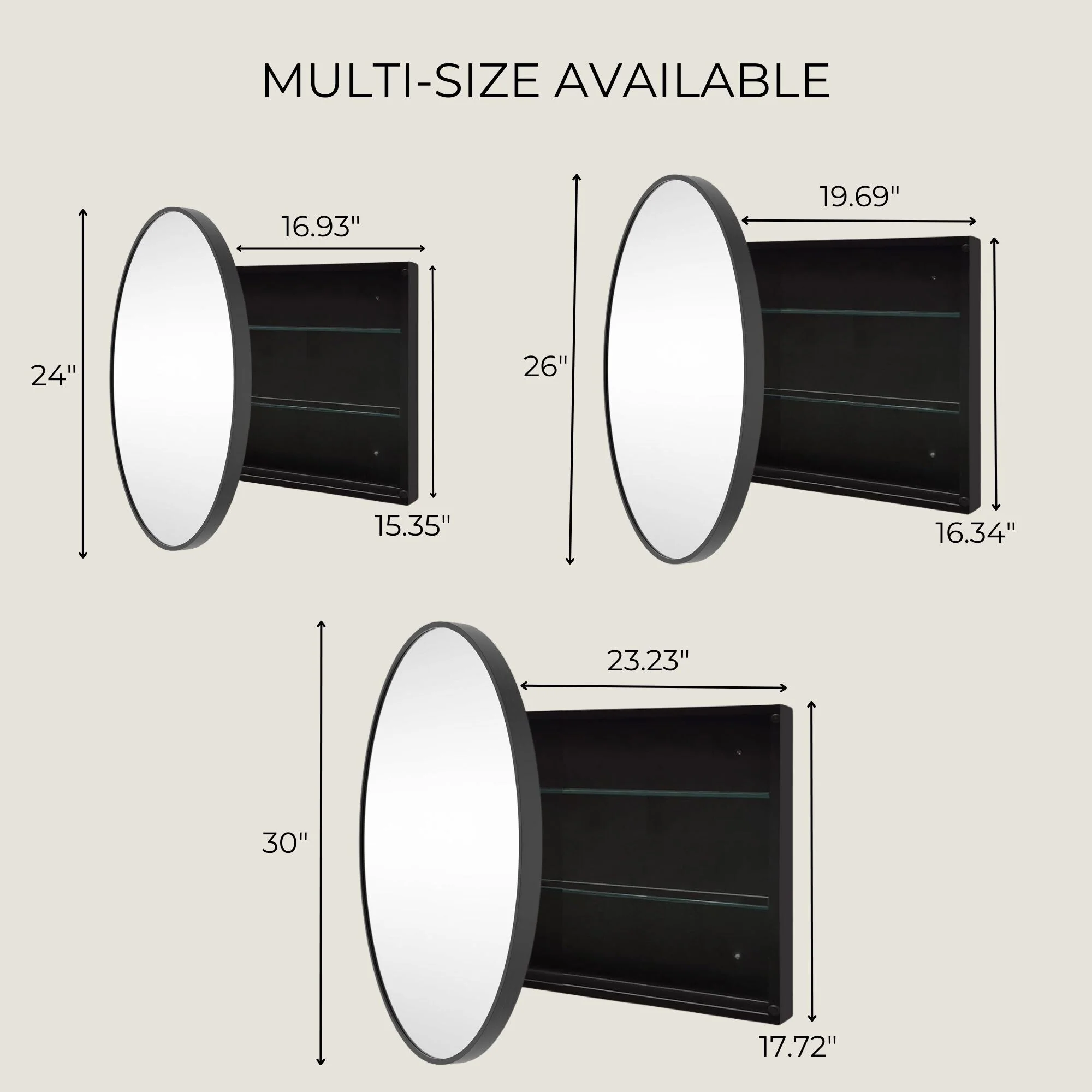 TEHOME Myriel Surface Mount Framed Round Medicine Cabinet with Mirror