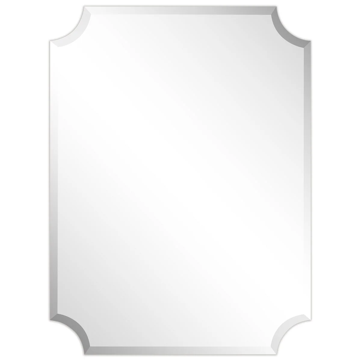 Frameless Rectangle Scalloped Beveled Wall Mirror, Bathroom, Vanity, Bedroom Mirror,1