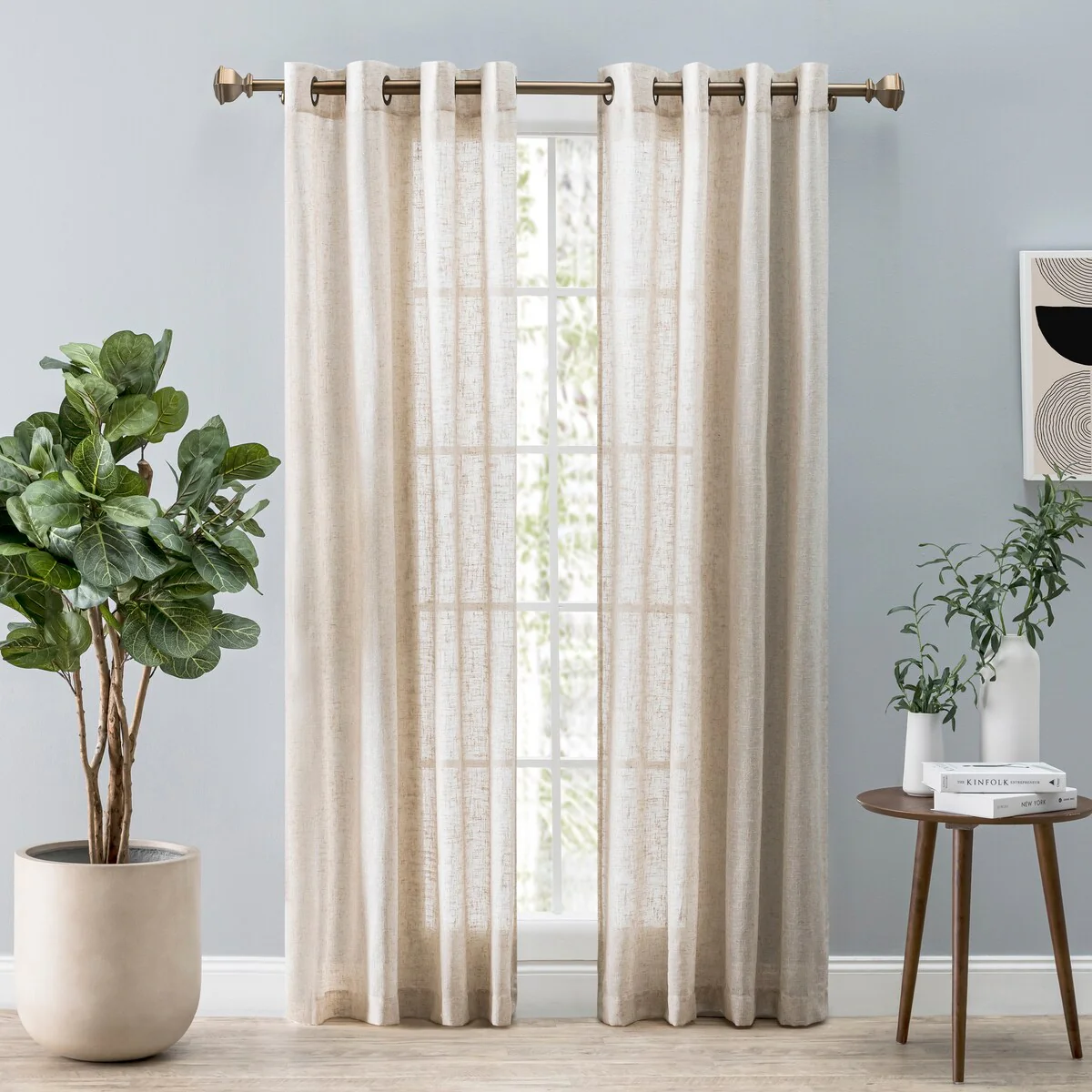 Shannon Premium Slubbed Linen Grommet Curtain Panel