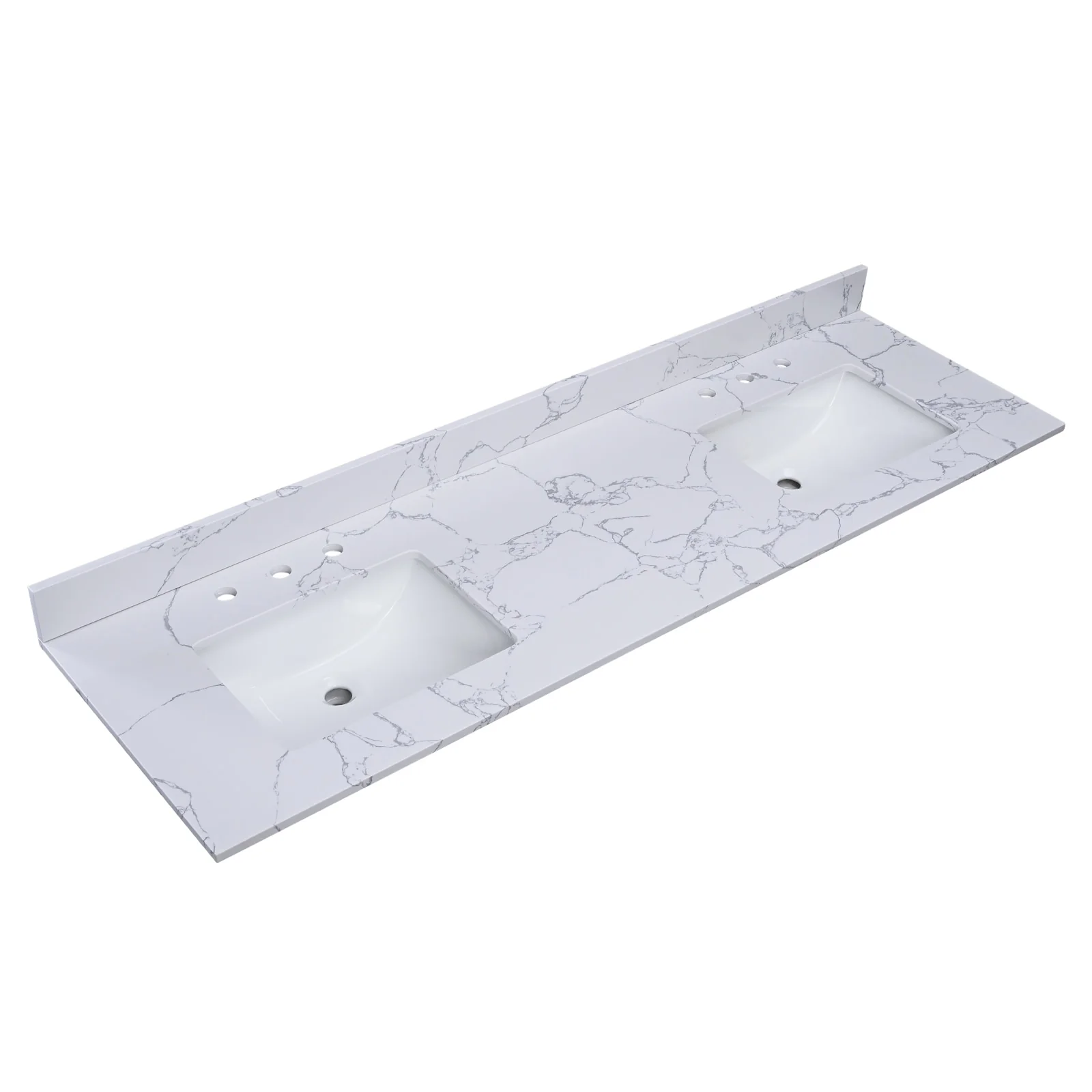 Enchantlace 73 Inch Engineered Marble Vanity Top with Double Sink