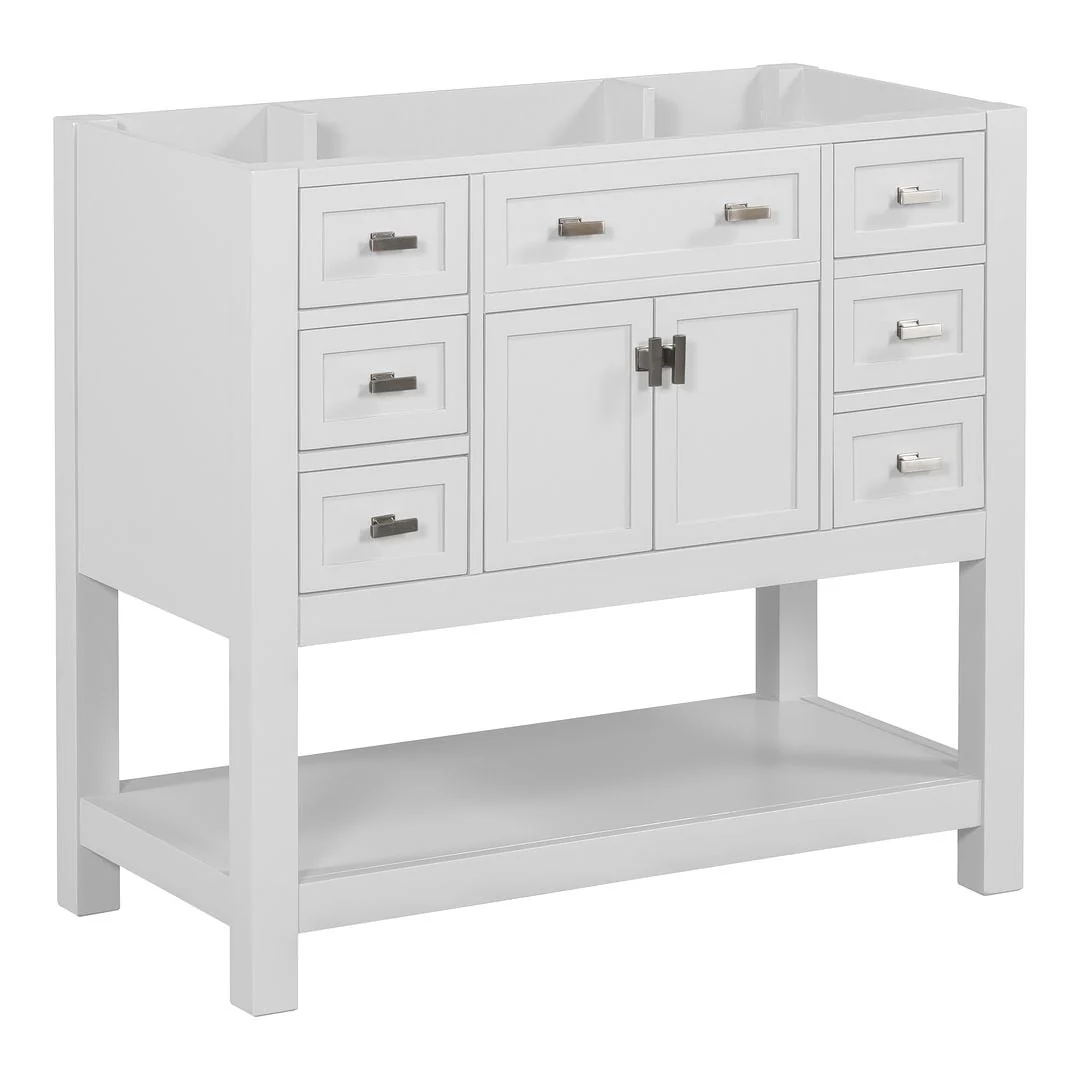 36'' Modern Bathroom Bathroom Vanity with Sink and 6 Drawers，2 Soft Closing Doors