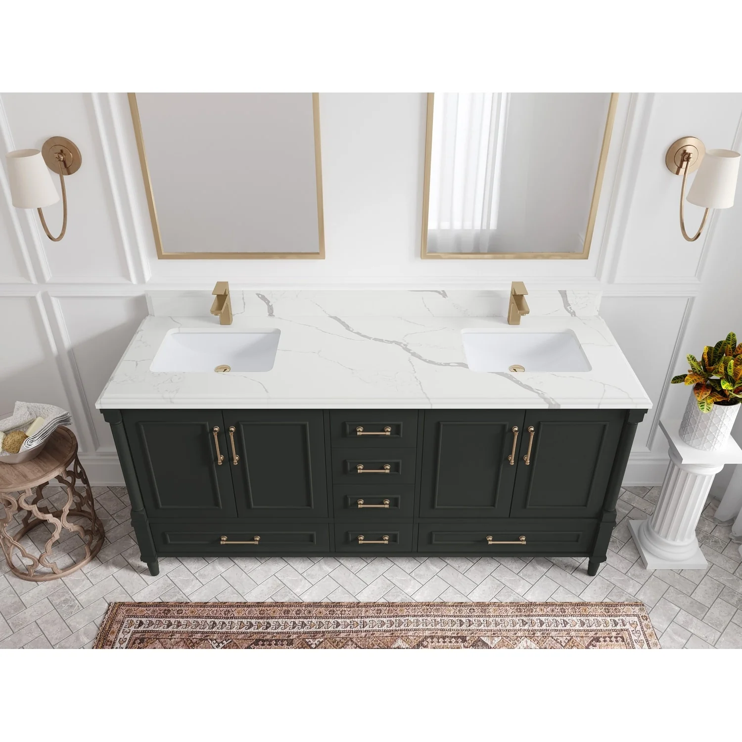 Willow Collections 72 in. W x 22 in. D Aberdeen Double Sink Bathroom Vanity with Countertops