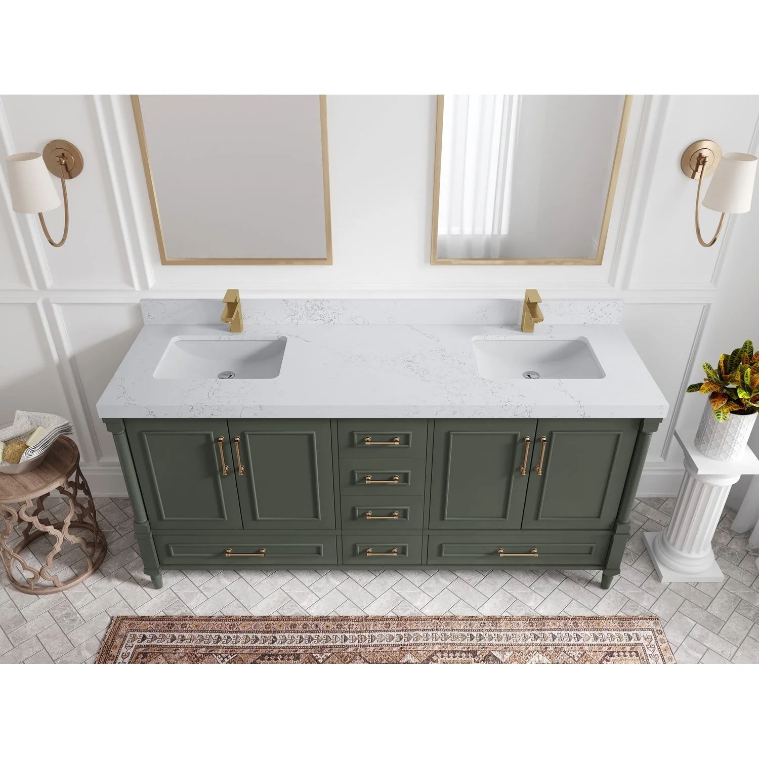 Willow Collections 72 in. W x 22 in. D Aberdeen Double Sink Bathroom Vanity with Countertops