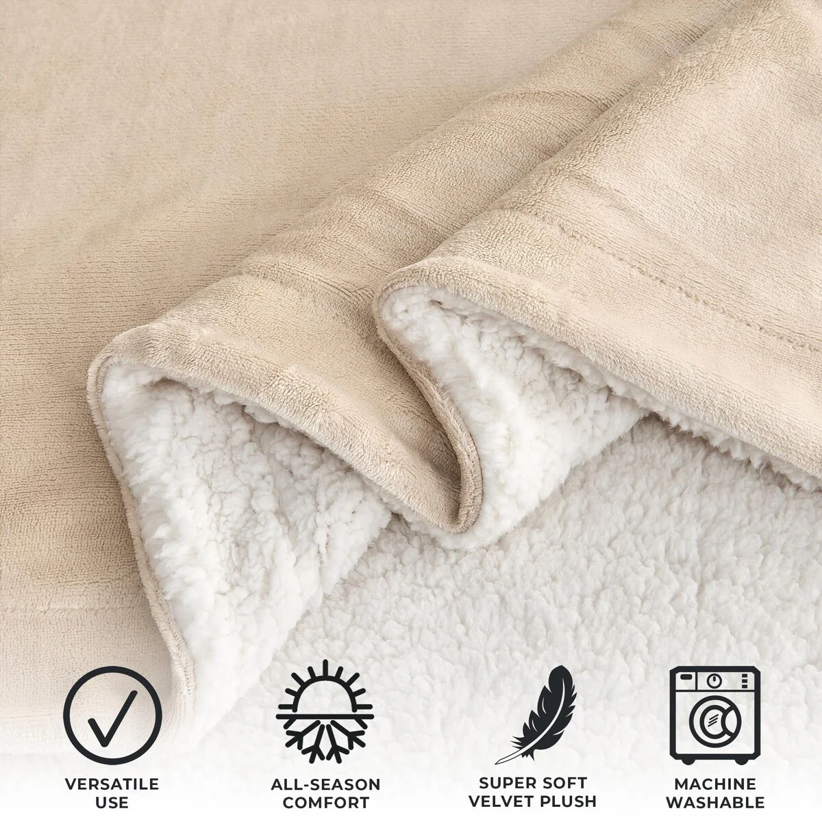 Luxurious Velvet Plush Fleece Reversible Sherpa Bed Blanket
