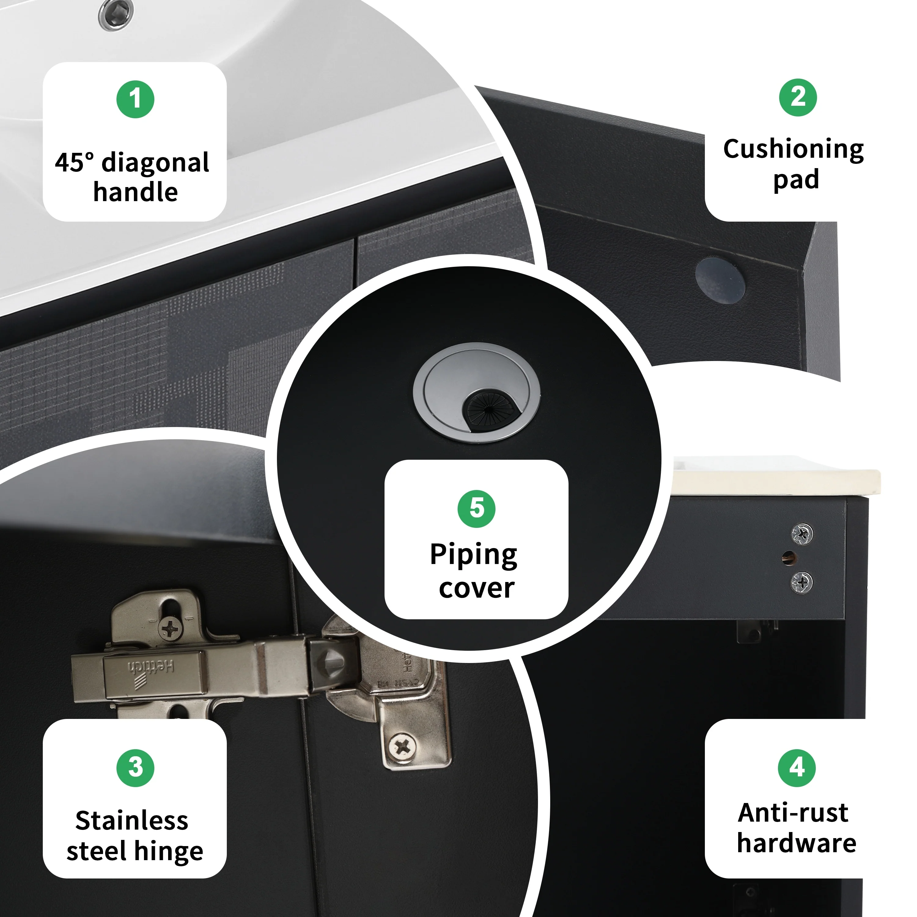 BNK 24/30/48 Inch Double Sink Bathroom Vanity with Soft Close Door