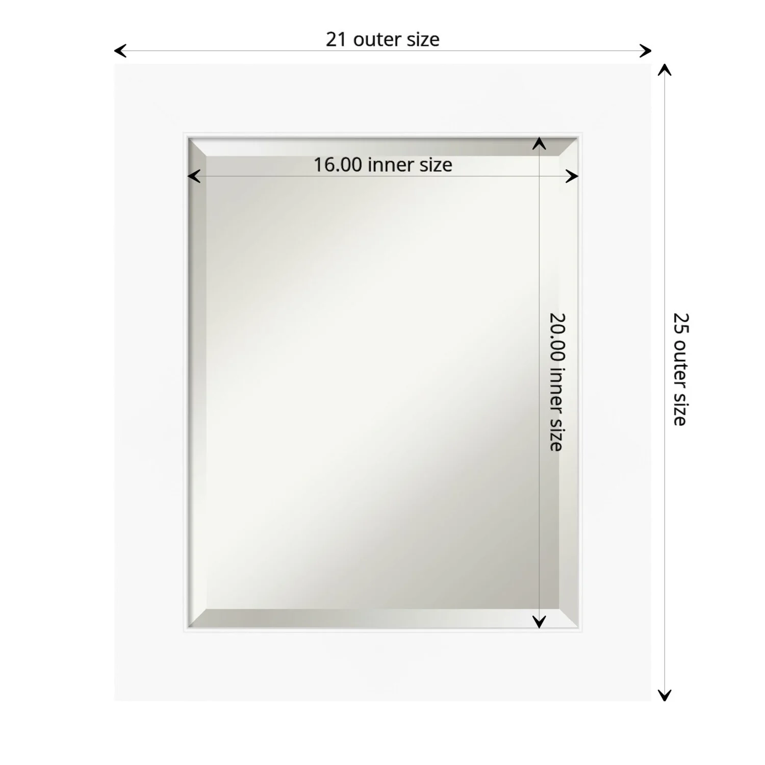 Beveled Bathroom Wall Mirror - Cabinet White Frame
