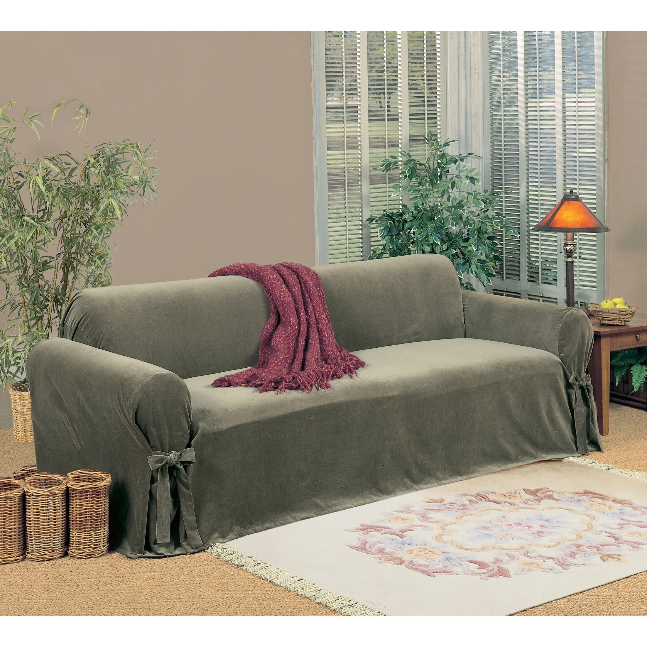 Classic Slipcovers Microfiber Velvet Loveseat Slipcover