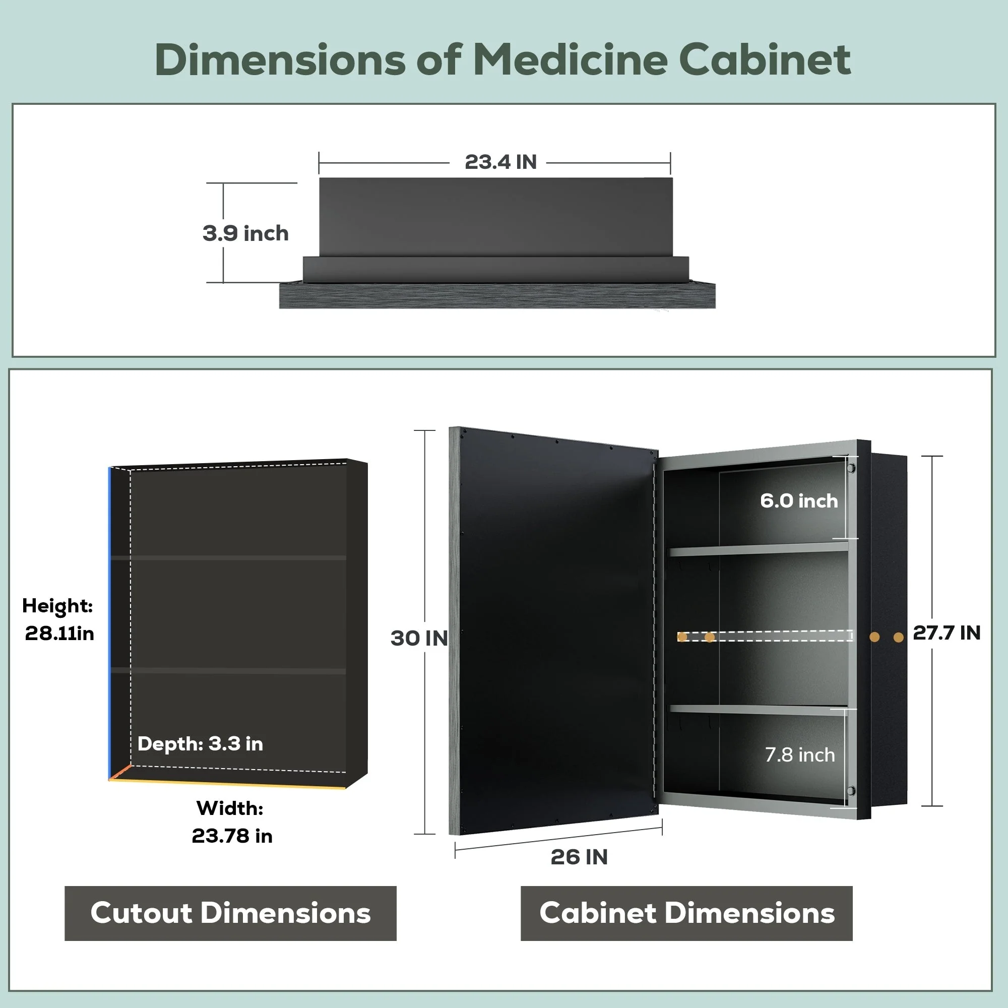 TokeShimi Medicine Cabinets for Bathroom with Mirror, Beveled Framed