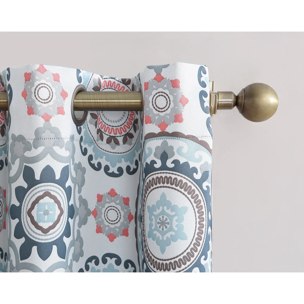 Sun Zero Nepal Global Print Blackout Grommet Curtain Panel, Single Panel