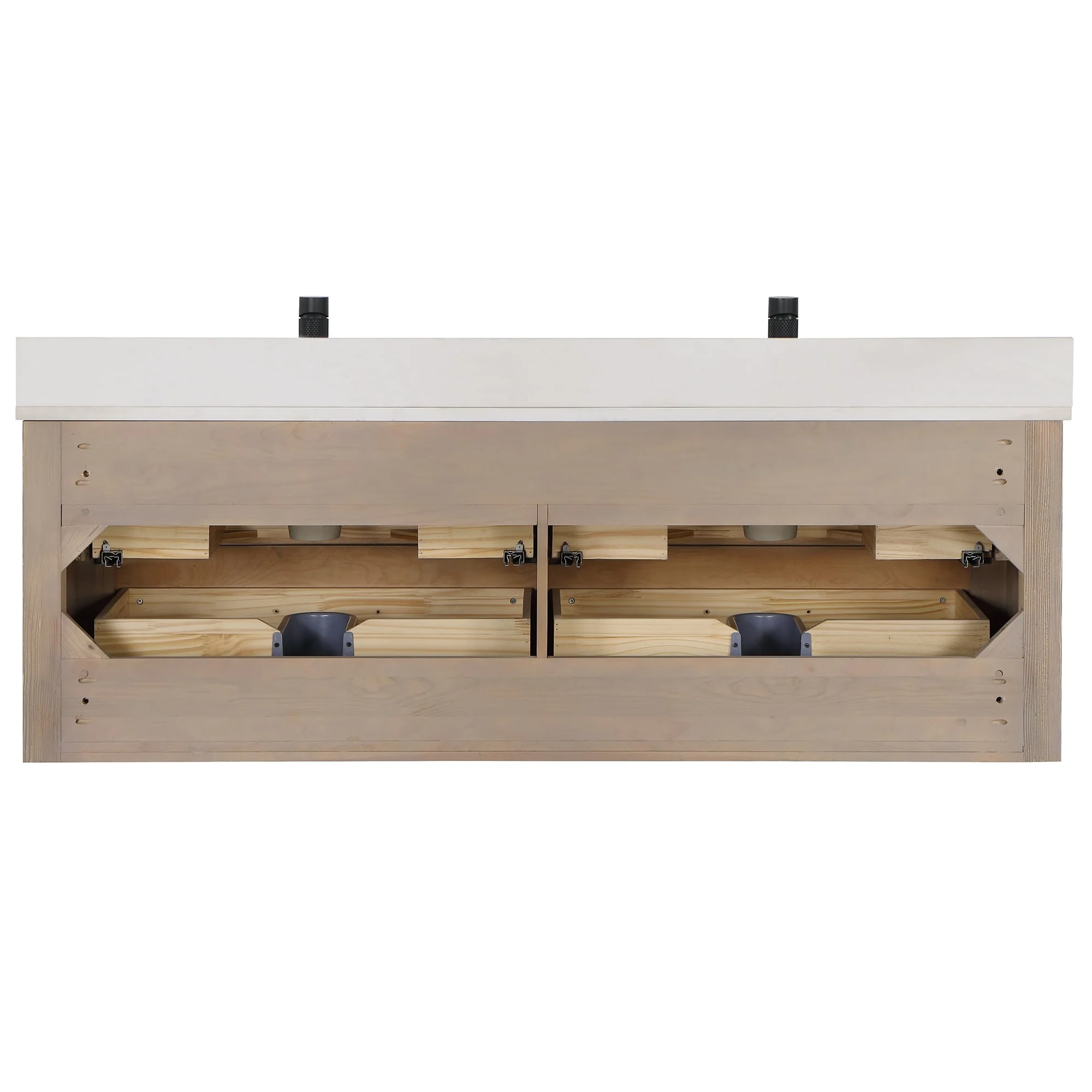 Cristo Floating Bath Vanity with White Quartz Stone Top and Mirror