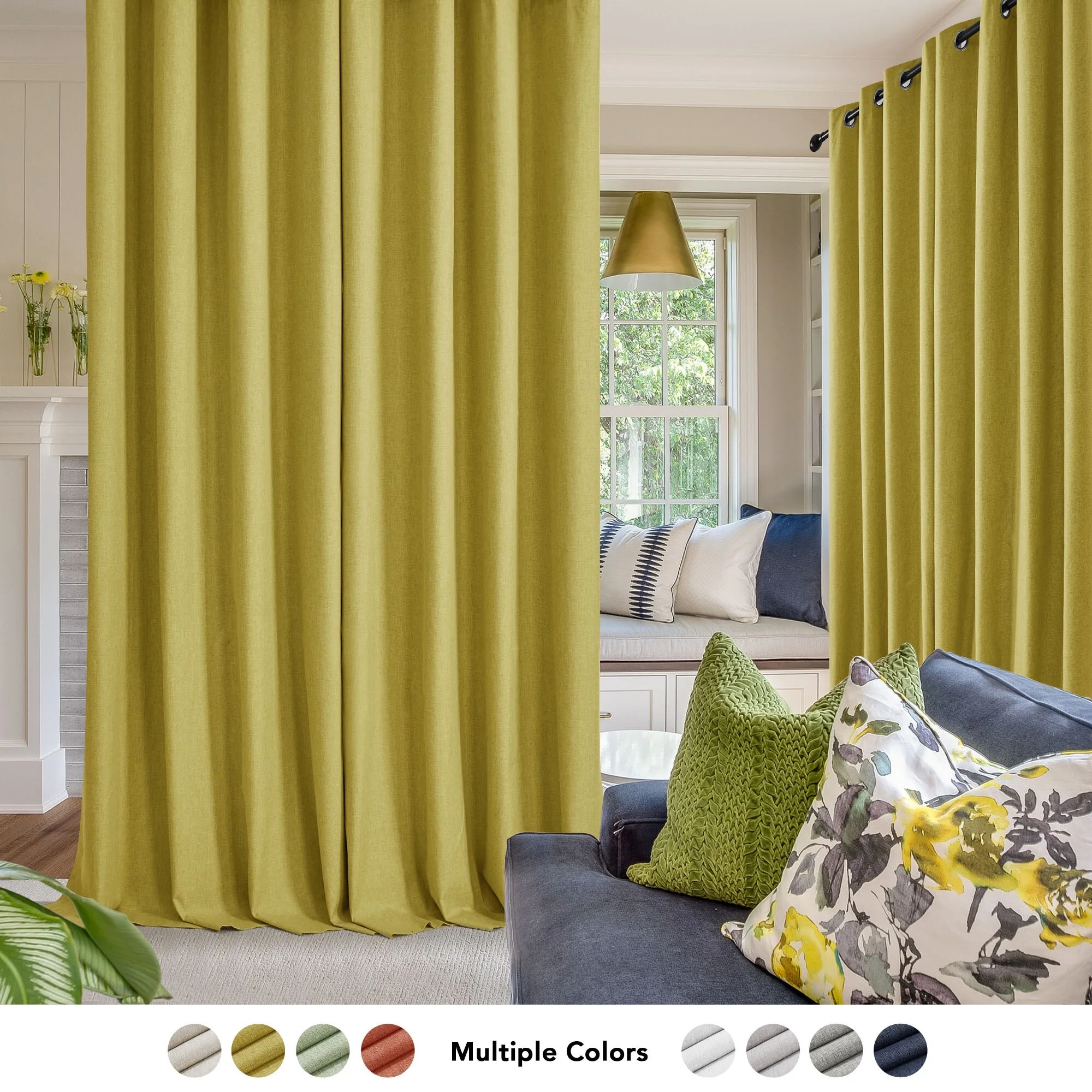Deconovo Blackout Living Room Curtains Faux Linen Drapes 2 Panels