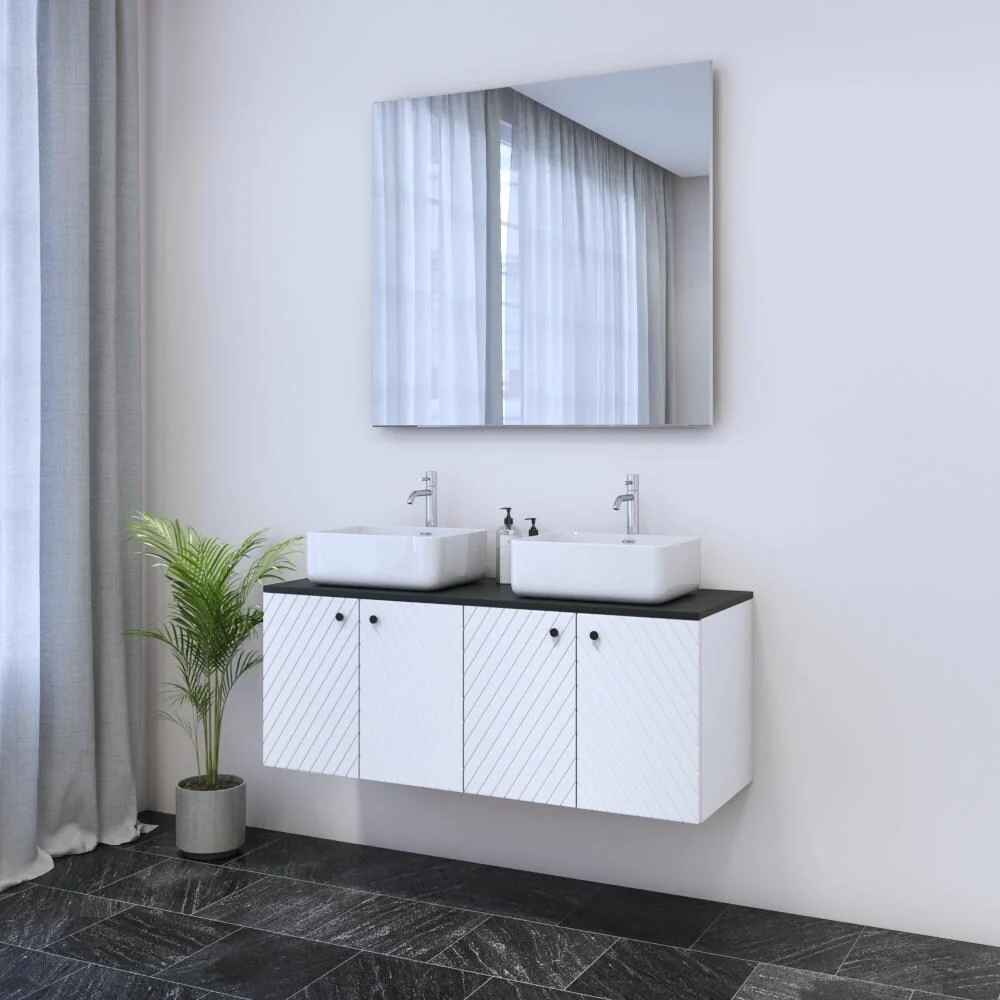 Avela 4D 120 Double Sink Floating Bathroom Vanity (48