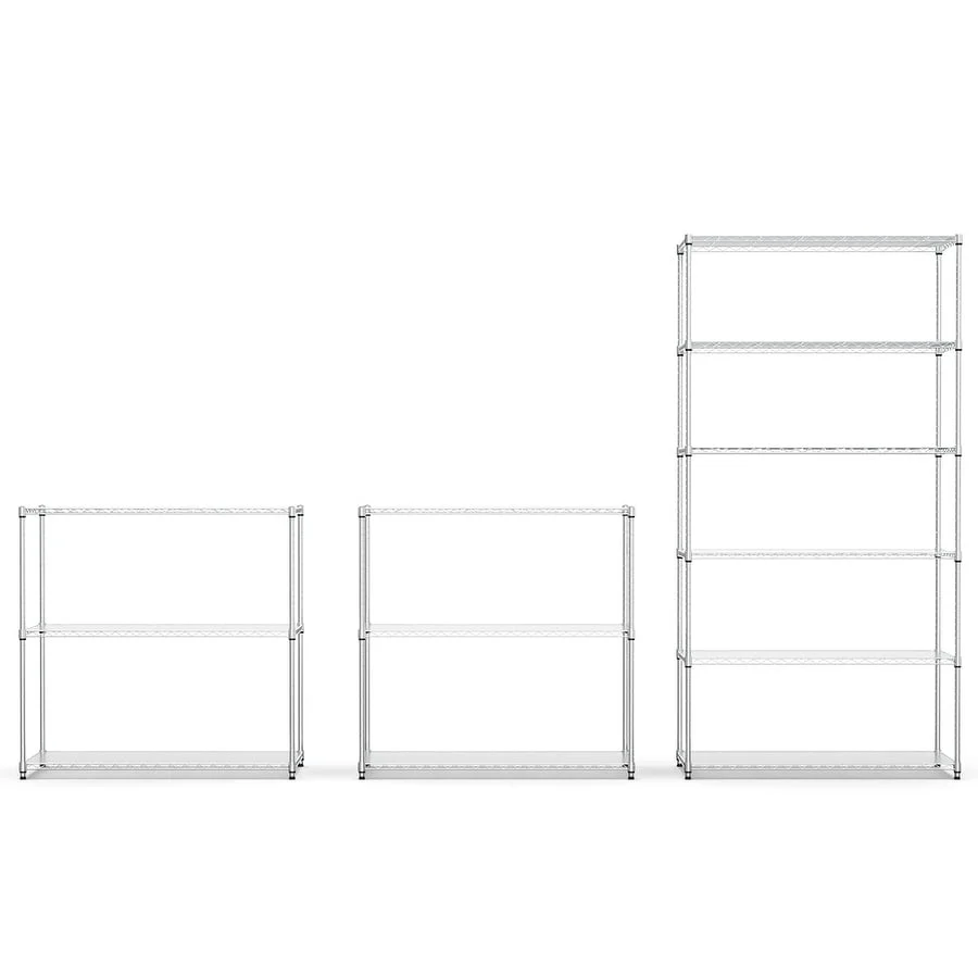 Wire Shelving Unit with Three Shelves (Set of 2)