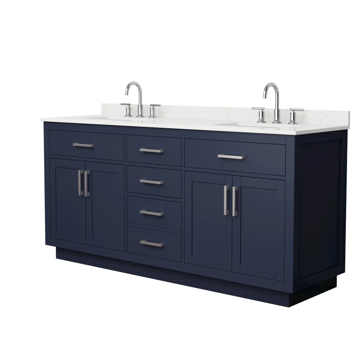 Beckett TK 72-inch Double Vanity, 3 Hole Quartz Top