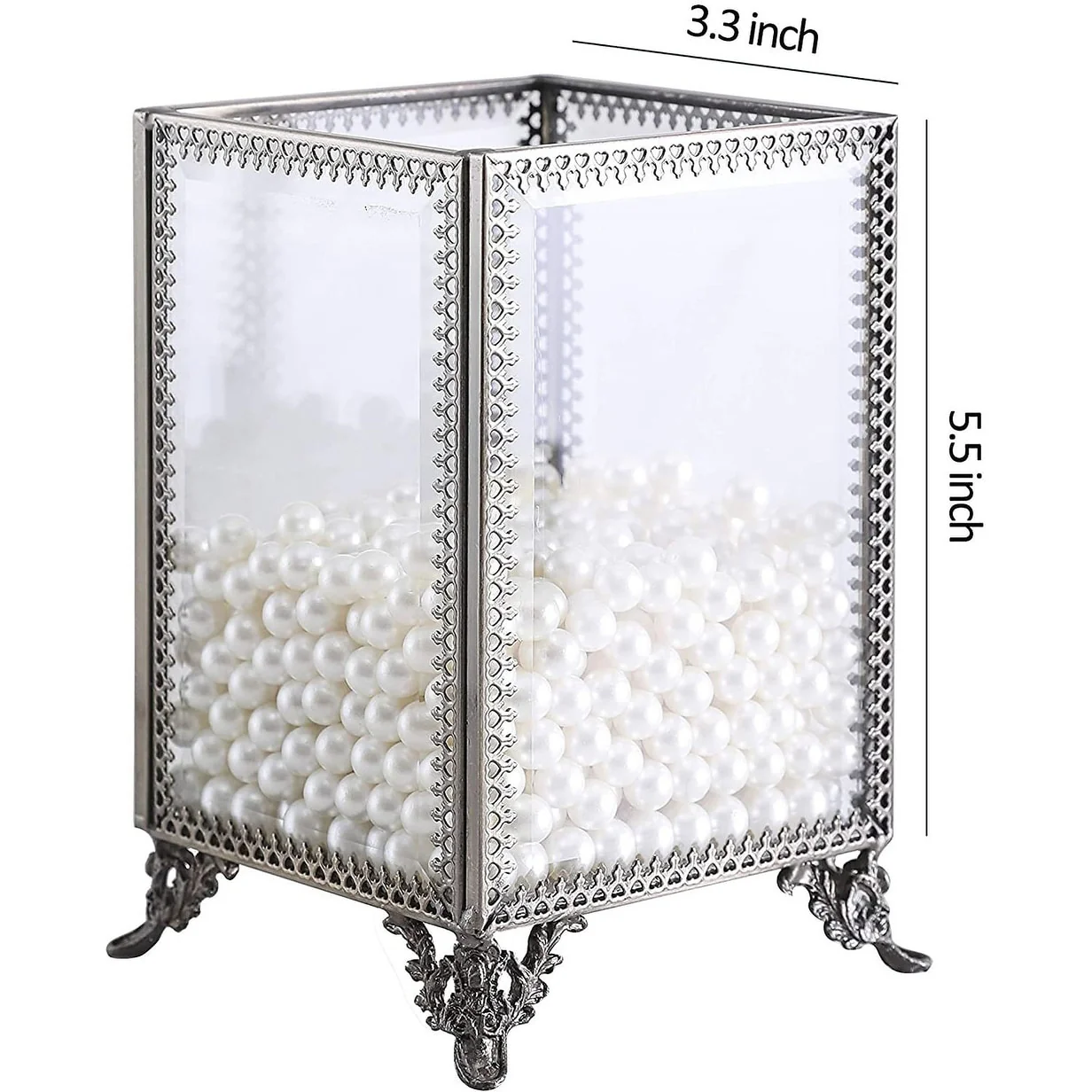 Glass Pearls Makeup Brush holder , Pen Holder ,Crystal Clear, Makeup Brush Organizer - Gold