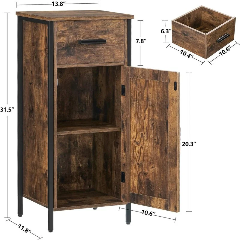 Narrow Floor Storage Cabinet with 1 Door and 1 Drawer - 11.8