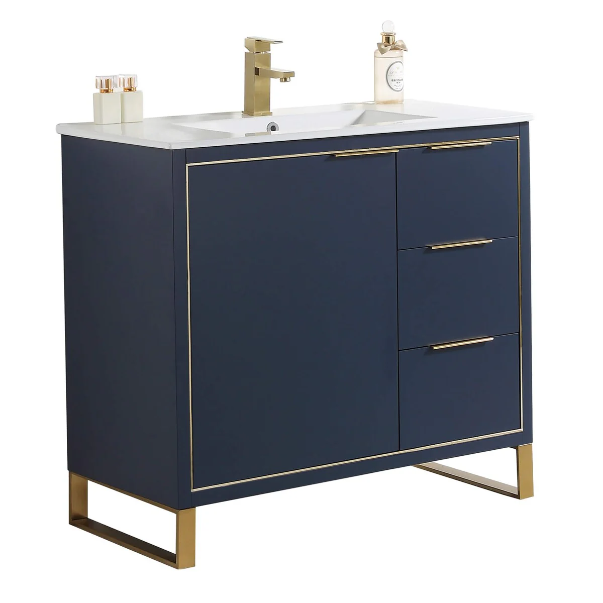 Fine Fixtures Opulence Collection Bathroom Vanity with White Ceramic Sink