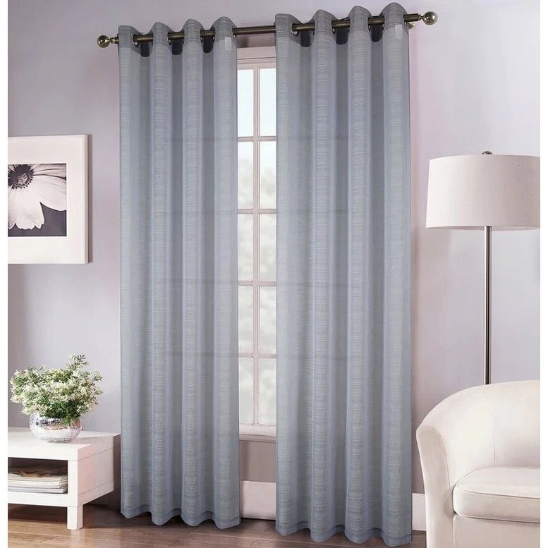 Erica Striped Doily Single Grommet Curtain Panel - (1x) 54 x 90 in. - (1x) 54 x 90 in.