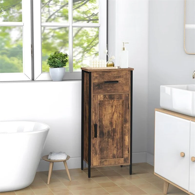 Narrow Floor Storage Cabinet with 1 Door and 1 Drawer - 11.8