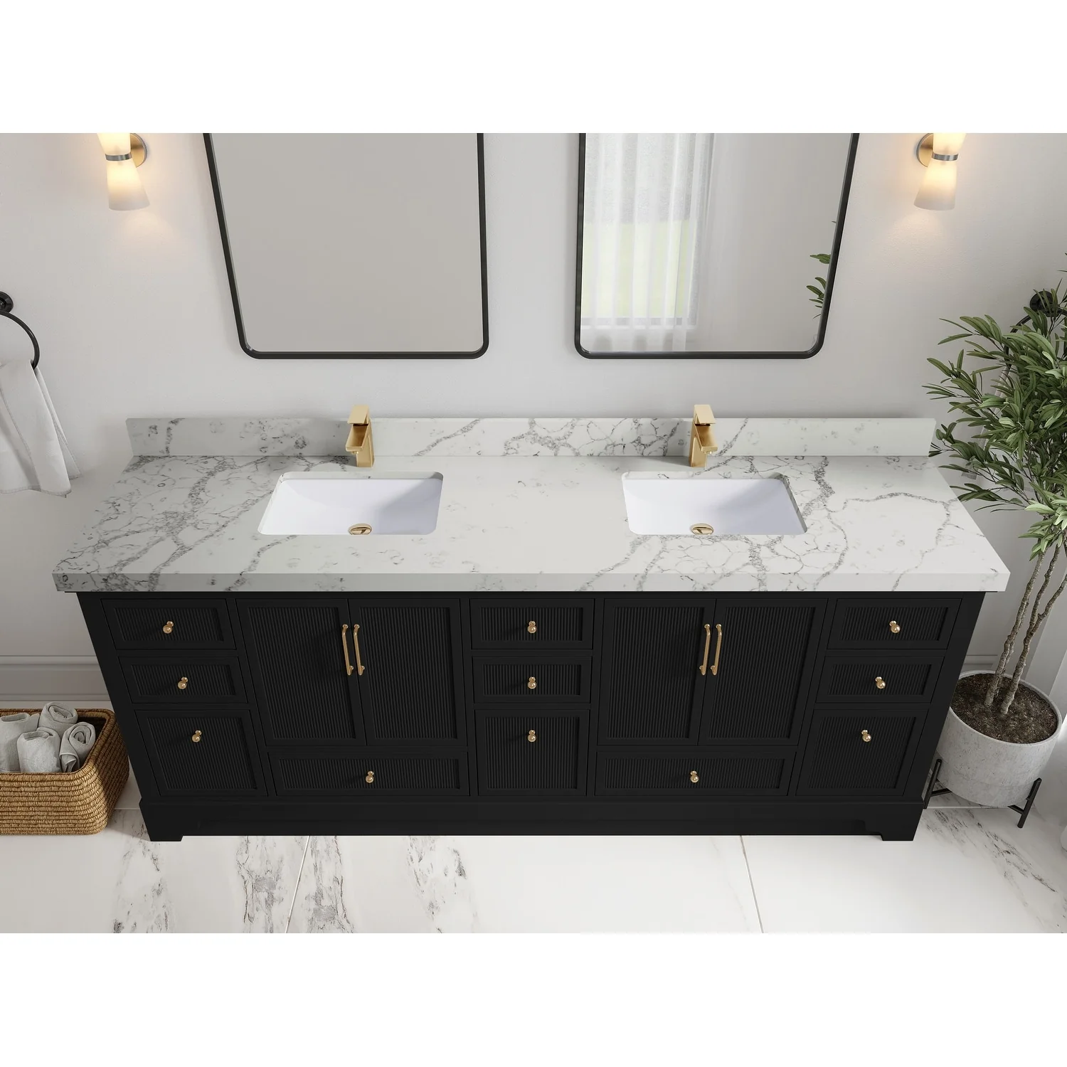 Willow Collections 84 in. W x 22 in. D Alys Double Bowl Sink Bathroom Vanity with Countertop