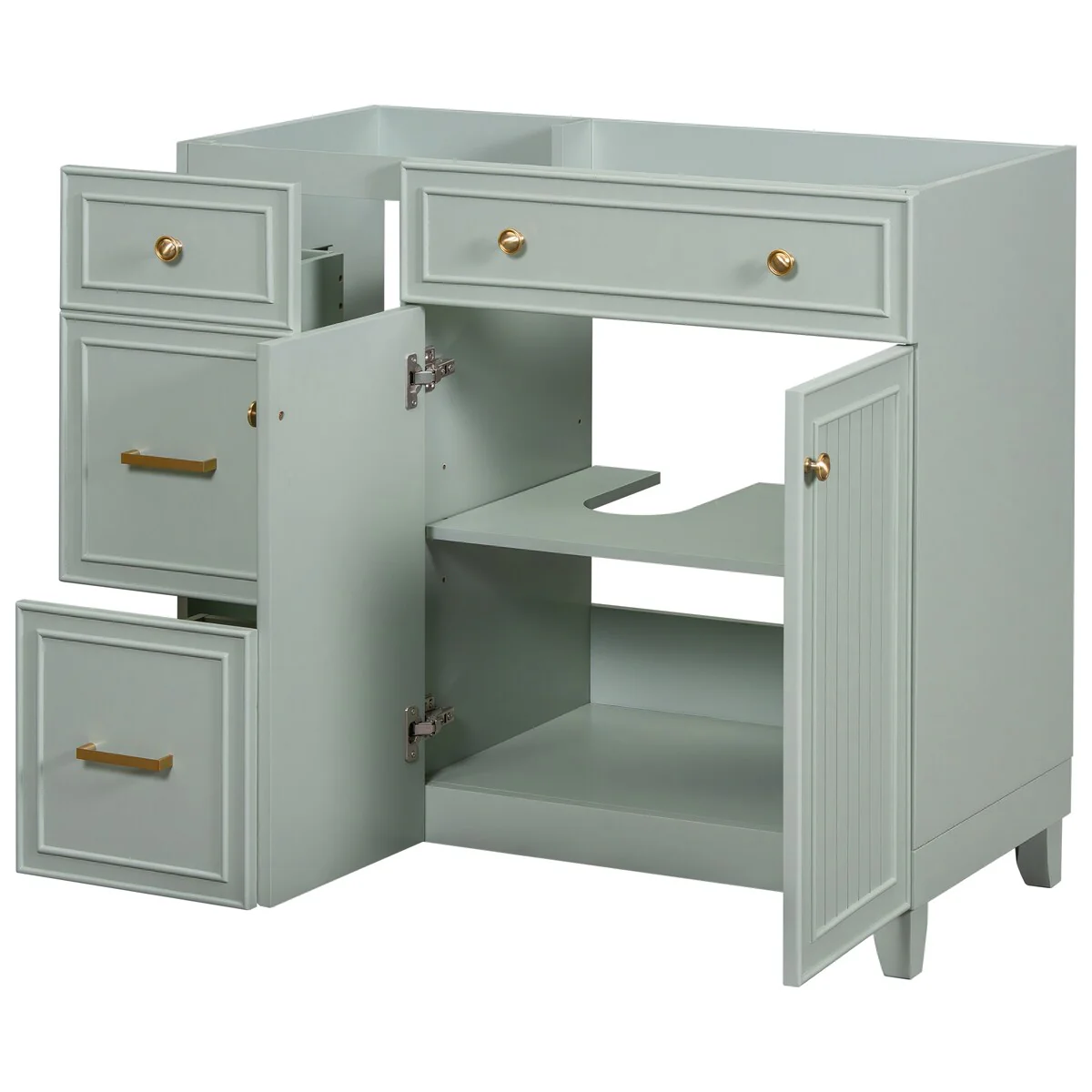 (Cabinet Only) Bathroom Vanity Base with 2 Doors & 2 Drawers