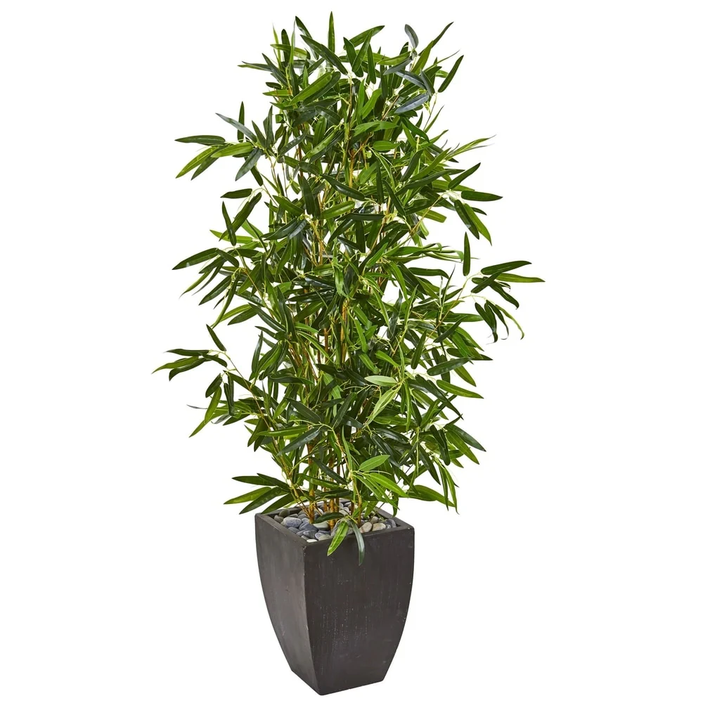 5' Bamboo Artificial Tree in Black Planter (Real Touch) UV Resistant (Indoor/Outdoor)