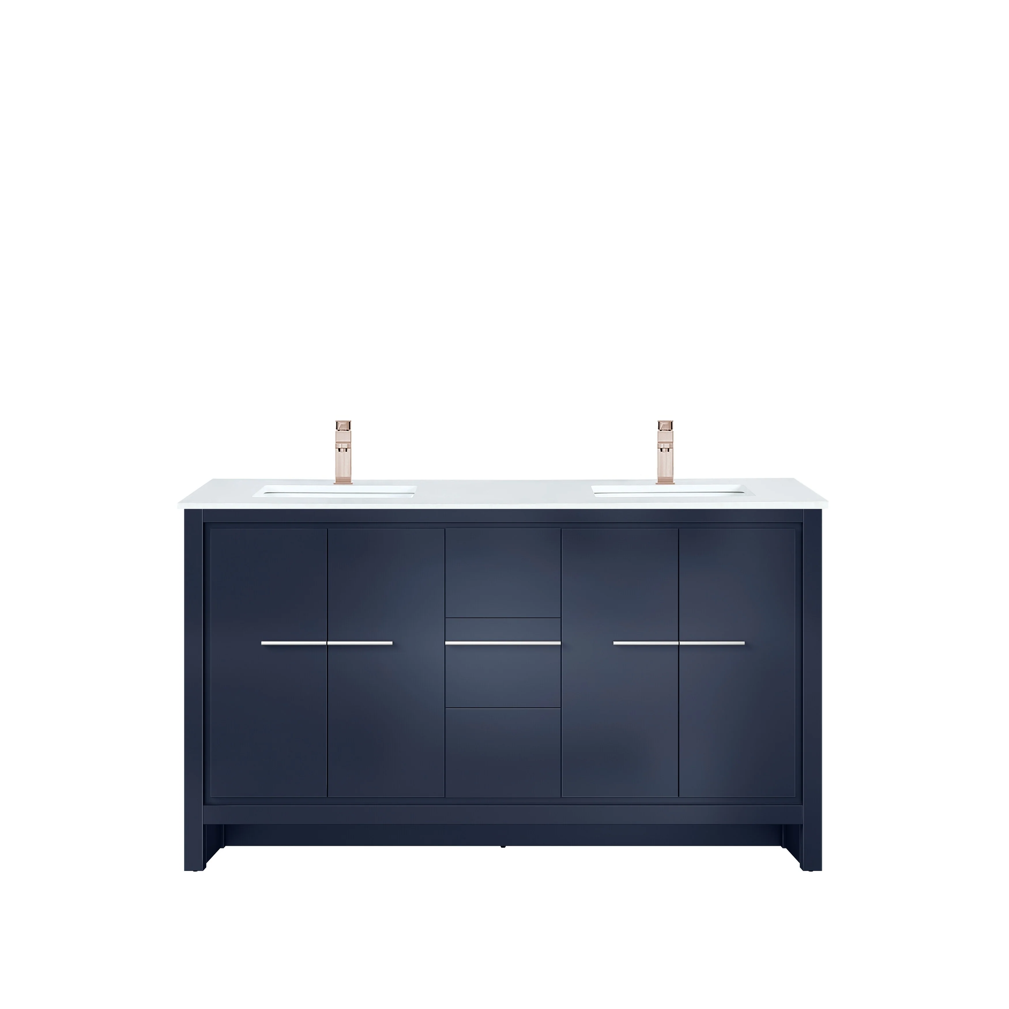Lafarre Bath Vanity Cultured Marble Top, Sink and Rose Gold Faucet