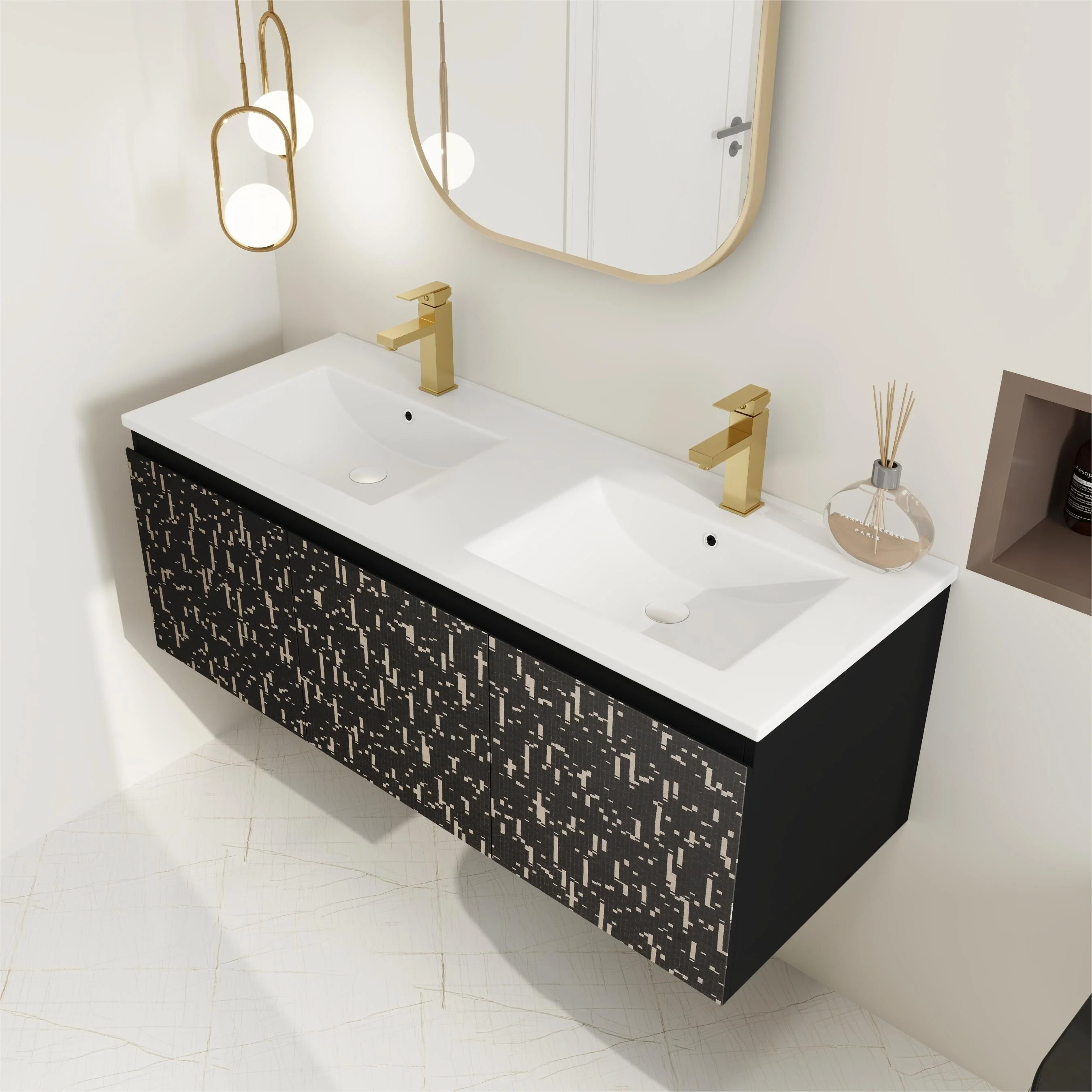 BNK 24/30/48 Inch Double Sink Bathroom Vanity with Soft Close Door