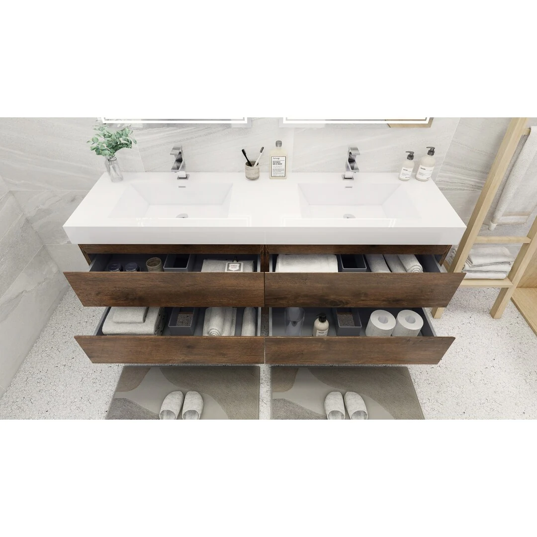 Baillie 72'' Wall-Mounted Vanity with Double Reinforced Acrylic Sink