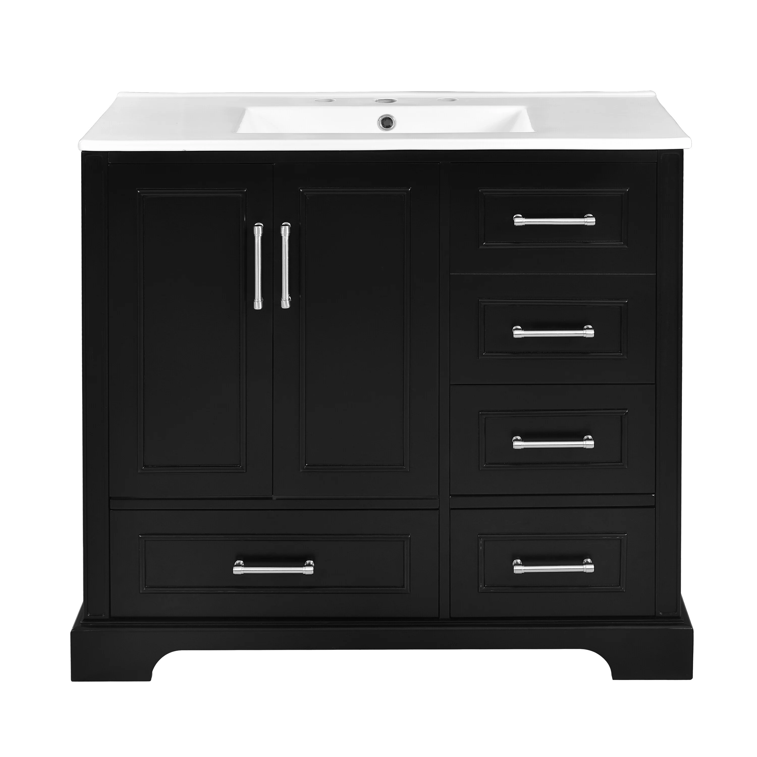 Bathroom Vanity with Resin Sink, Bathroom Vanity Set with 4 Drawers, Bathroom Storage Cabinet with 2 Soft Close Doors