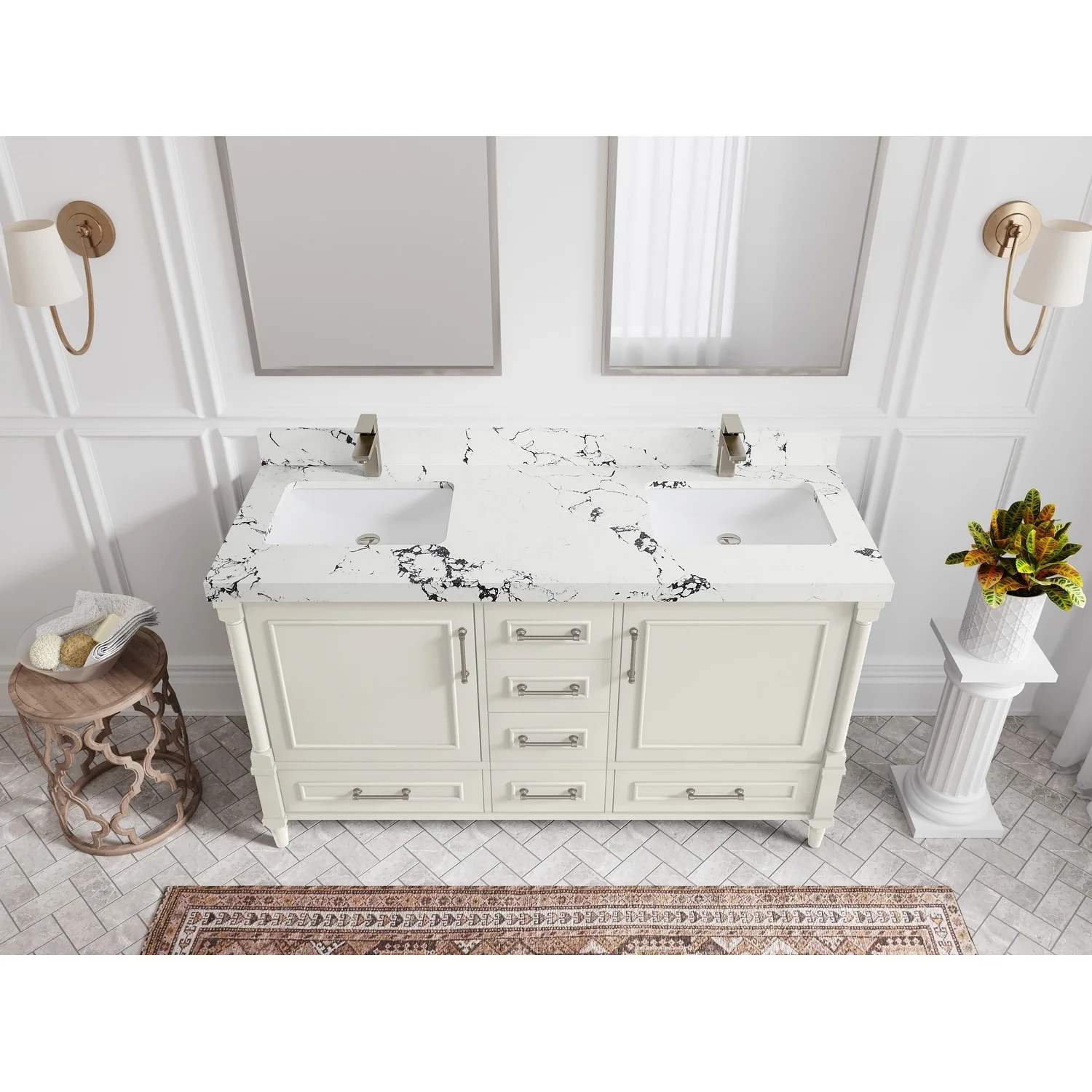 Willow Collections 60 in. W x 22 in. D Aberdeen Double Sink Bathroom Vanity with Countertop