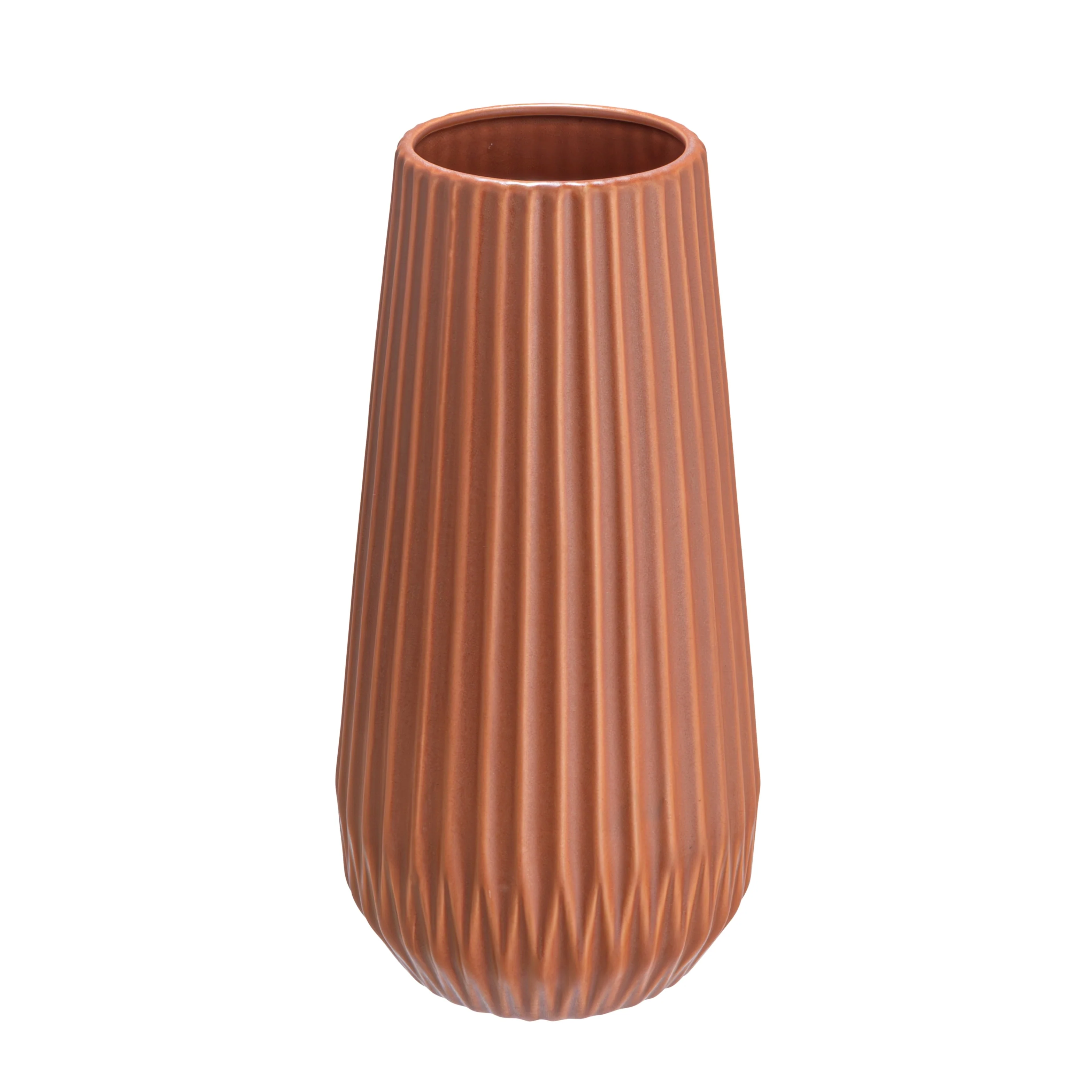 Stoneware Fluted Vase with Embossed Lines - 5.5