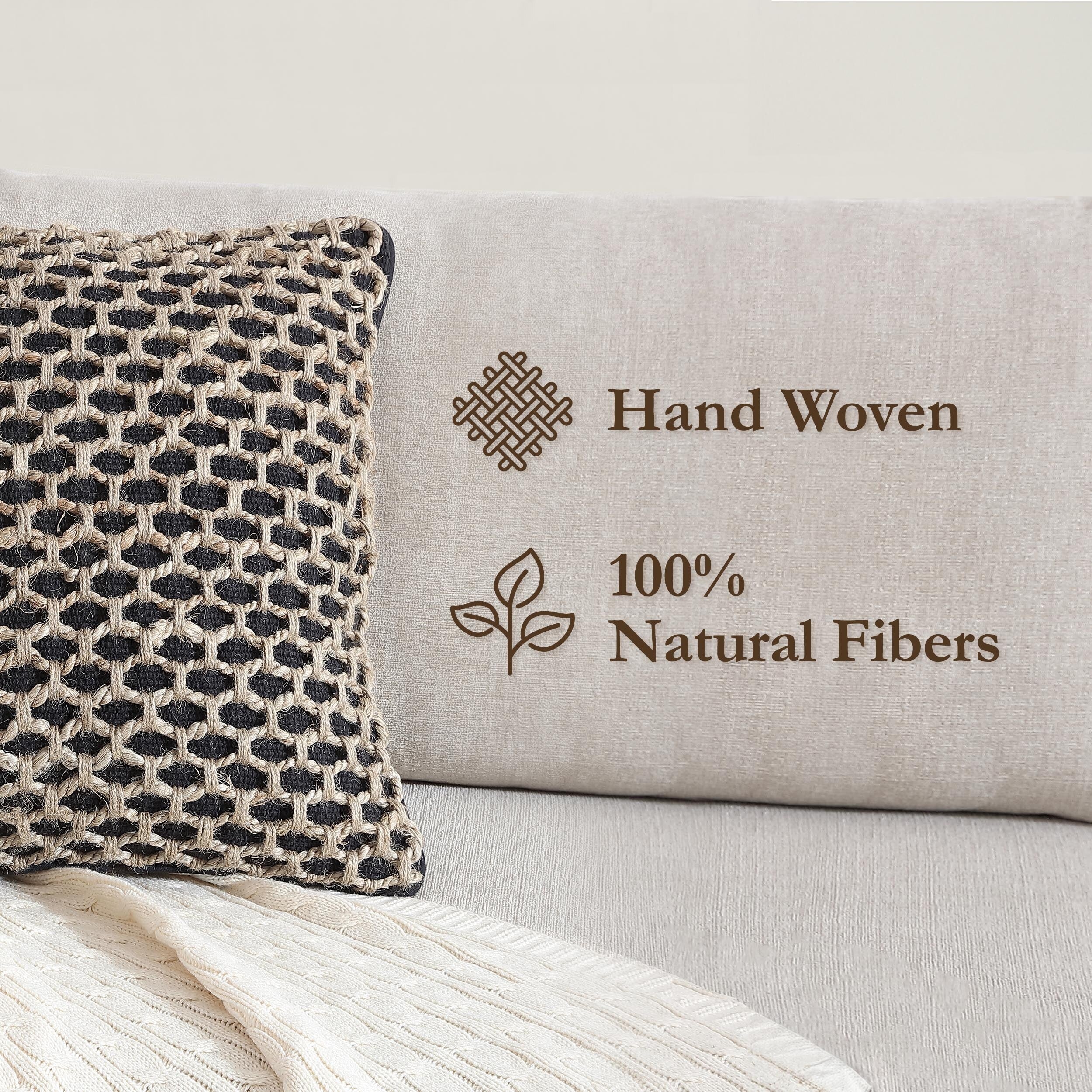 Boho Living Jada Braided Cotton/Jute Throw Pillow Covers
