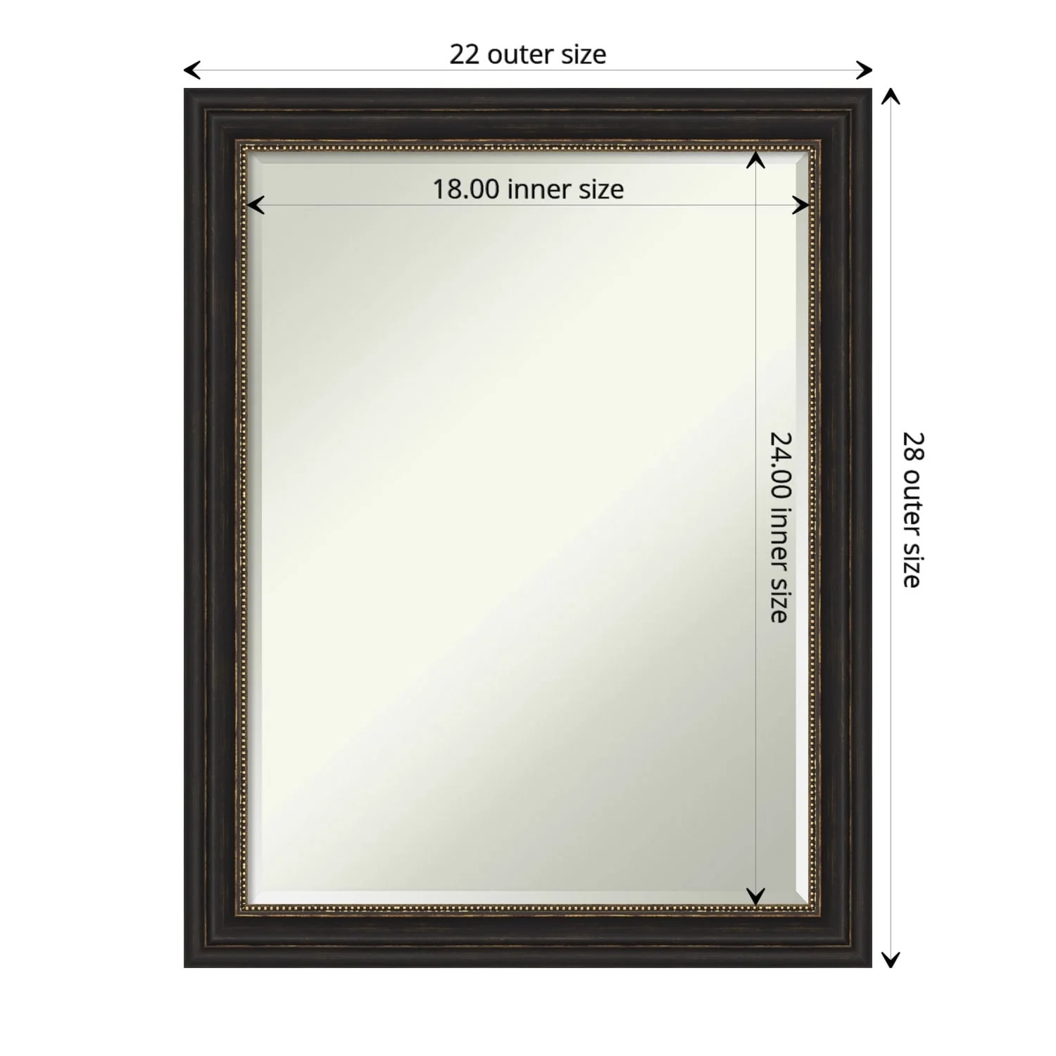 Petite Bevel Bathroom Wall Mirror - Accent Bronze Narrow Frame - Accent Bronze Narrow - 22 x 28 in