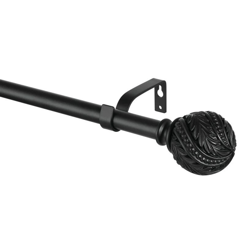 Debuono Black Adjustable Curtain Rod with Final Set