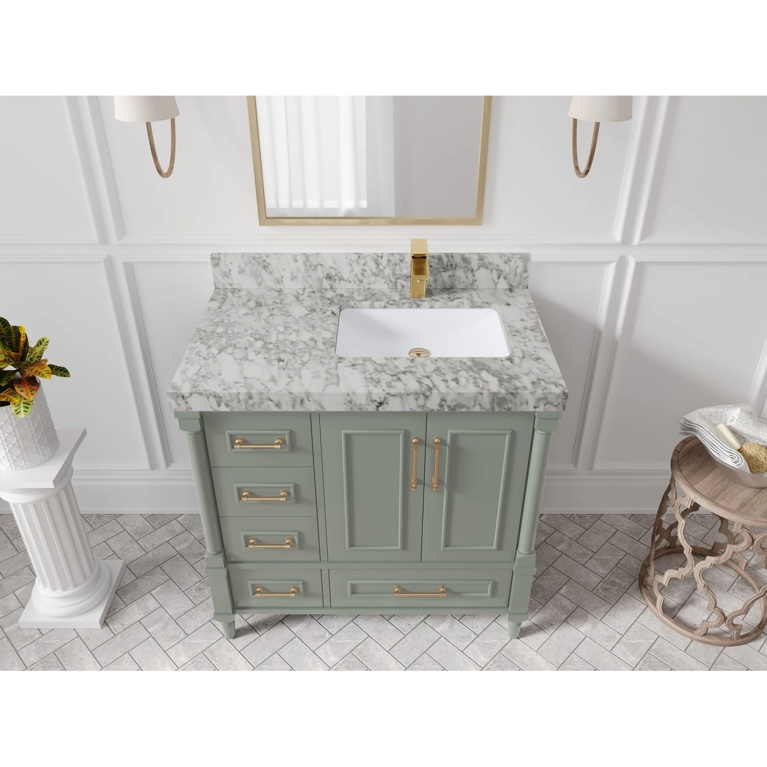 Willow Collections 36 in. W x 22 in. D Aberdeen Right Offset Sink Bathroom Vanity with Countertop