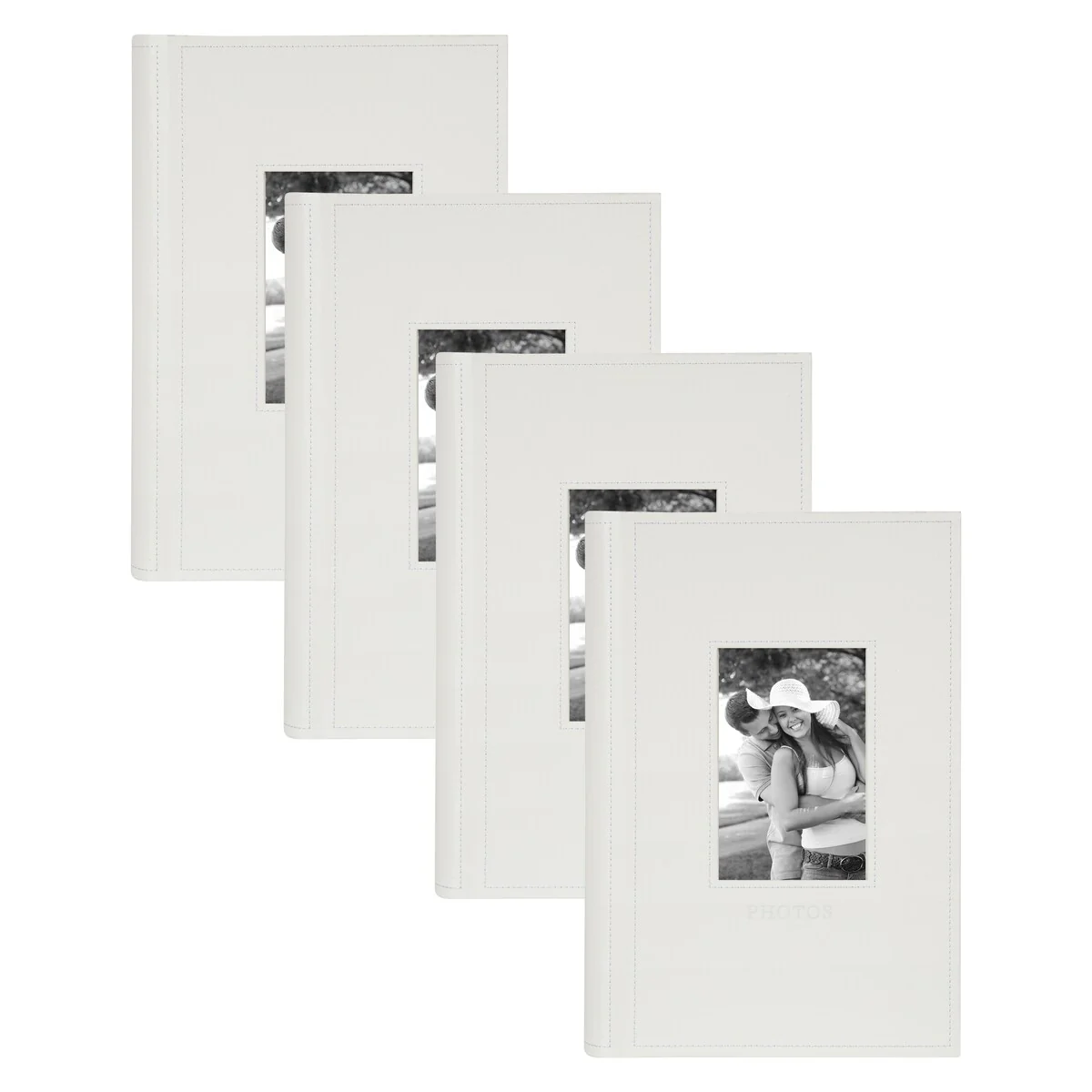 DesignOvation Debossed Black Faux Leather Photo Album (Pack of 4)