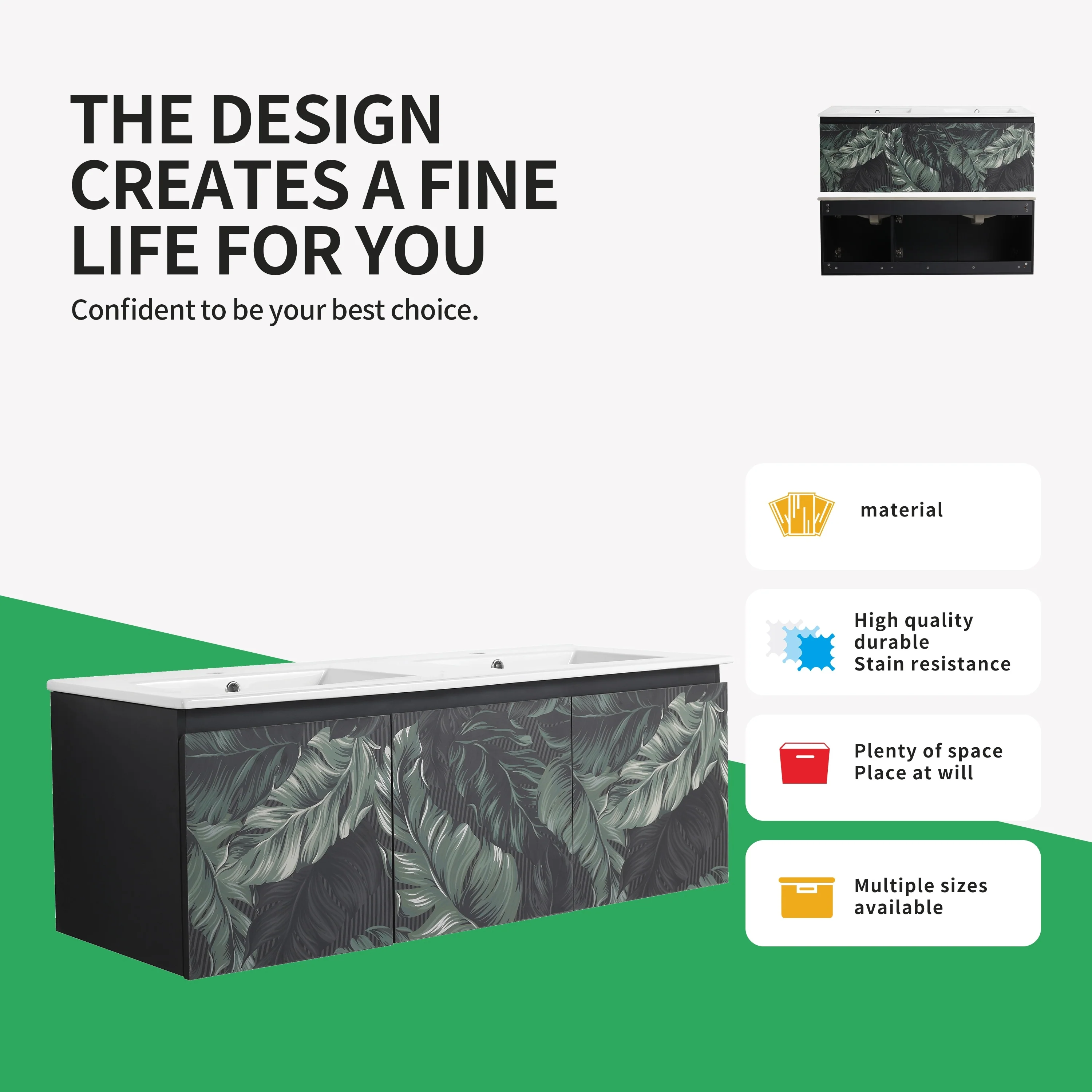 BNK 24/30/48 Inch Double Sink Bathroom Vanity with Soft Close Door