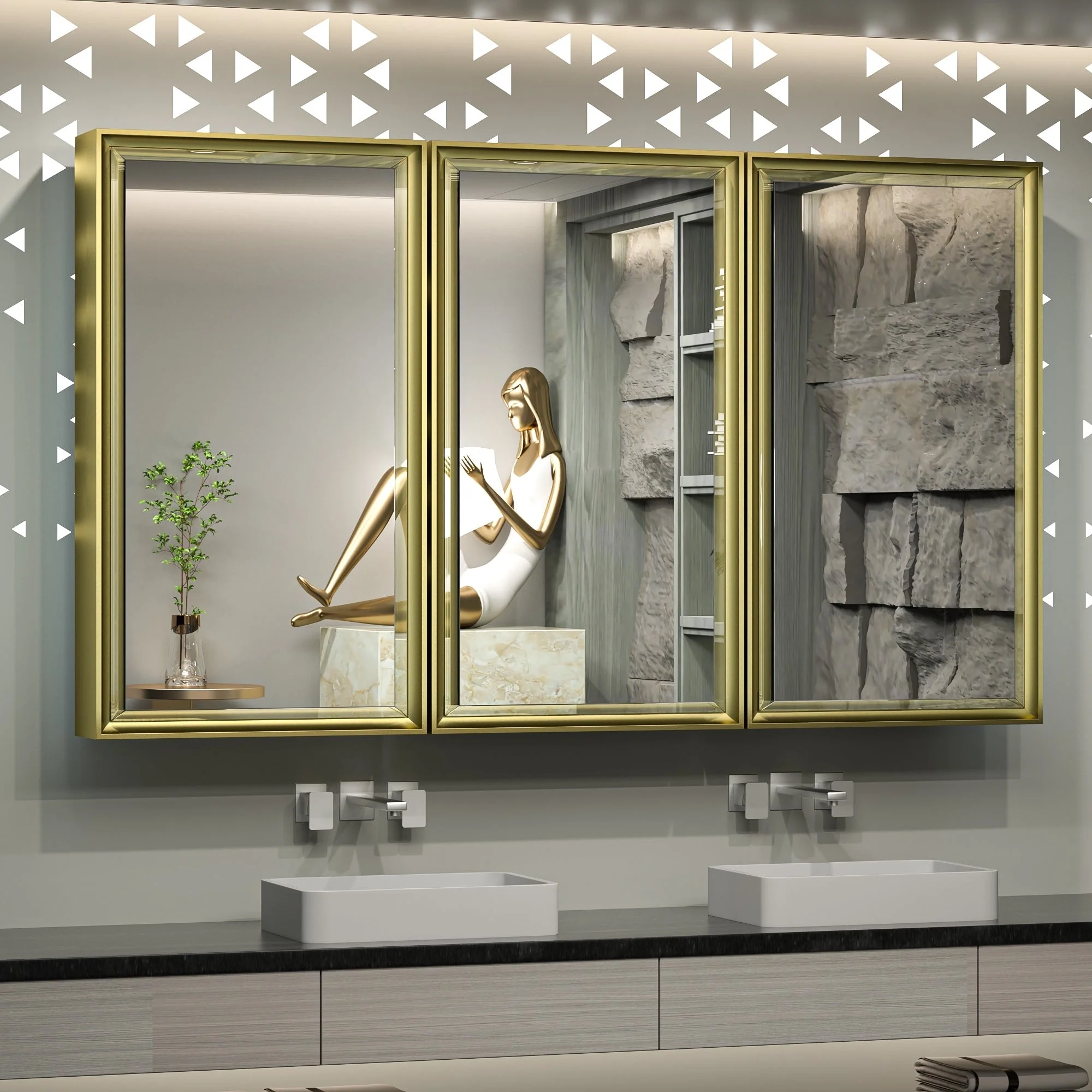 TokeShimi Medicine Cabinets for Bathroom with Mirror, Beveled Framed